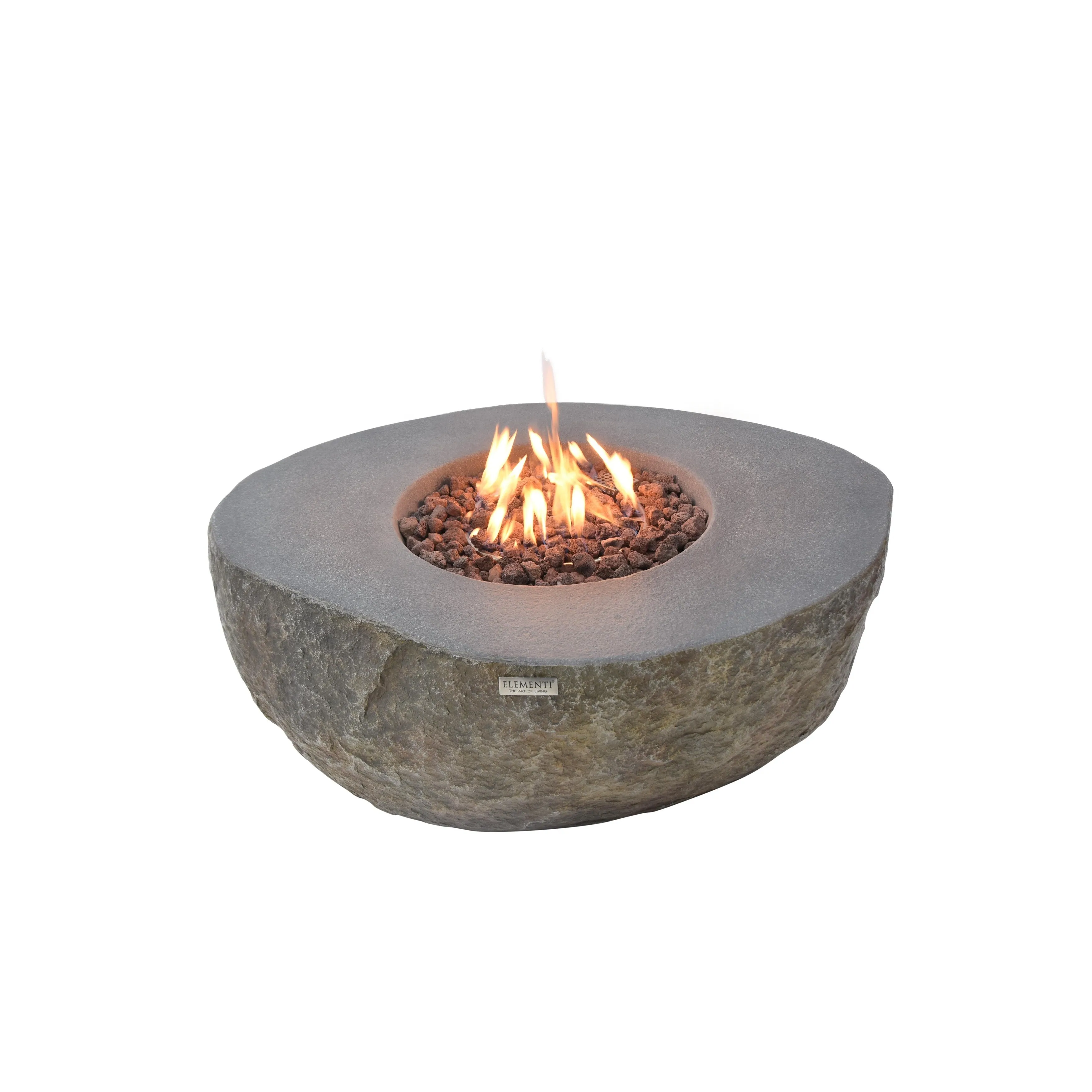 Elementi Boulder 45.000 BTU Concrete Propane Fire Table with Lava Rocks & Cover - 43.3 X 35 X 16.1