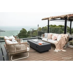 Elementi Granville 45.000 BTU Dark Grey Concrete Fire Table with Lava Rocks & Cover - 60 X 27.4 X 16.9