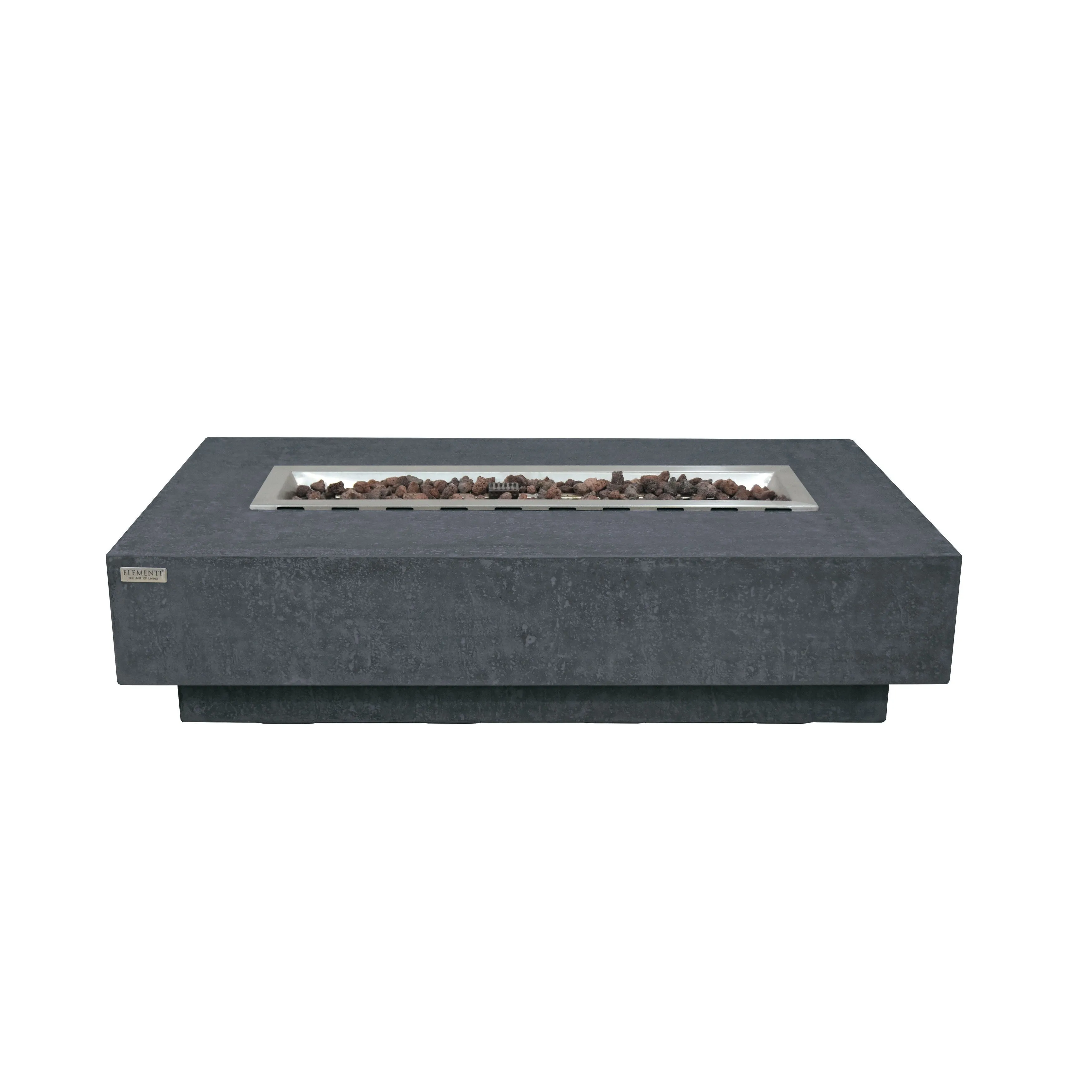 Elementi Granville 45.000 BTU Dark Grey Concrete Fire Table with Lava Rocks & Cover - 60 X 27.4 X 16.9