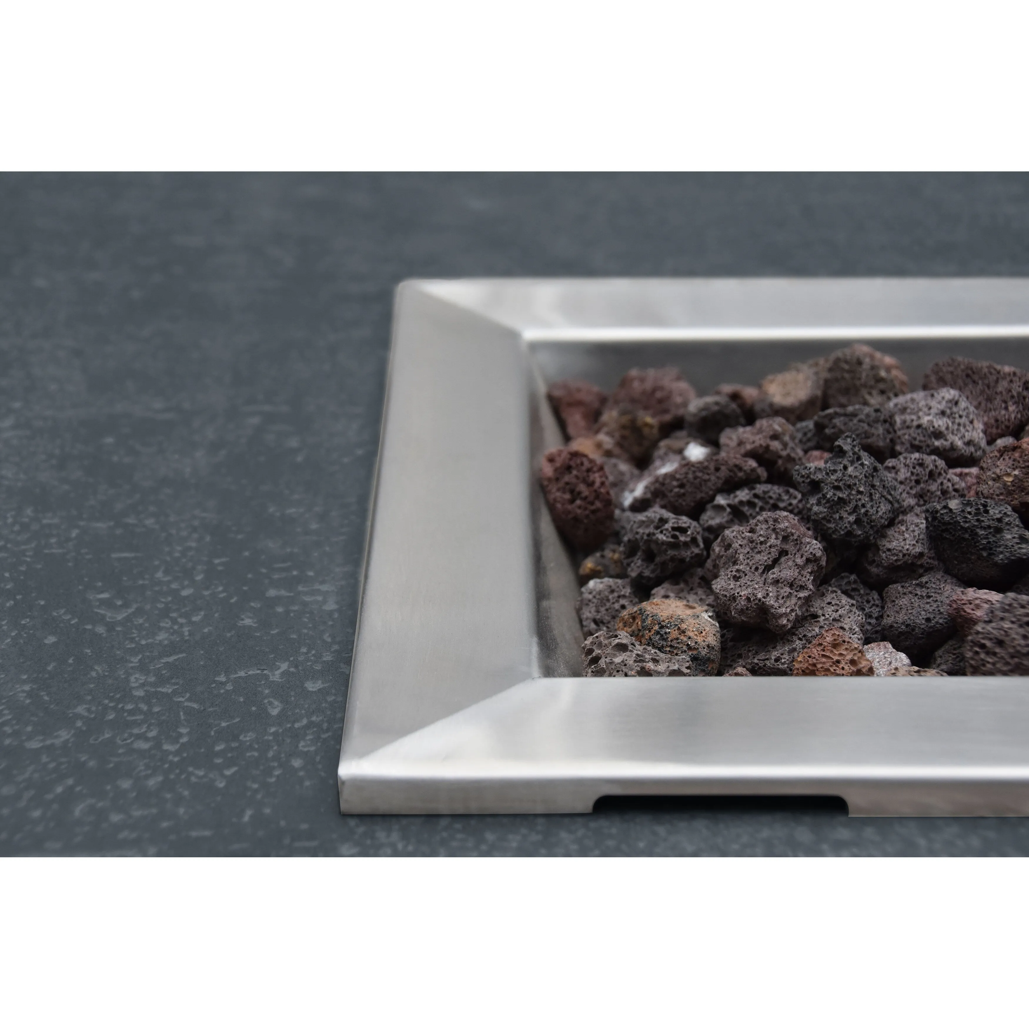Elementi Granville 45.000 BTU Dark Grey Concrete Fire Table with Lava Rocks & Cover - 60 X 27.4 X 16.9