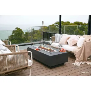 Elementi Granville 45.000 BTU Light Grey Concrete Propane Fire Table with Lava Rocks & Cover - 60 X 27.4 X 16.9