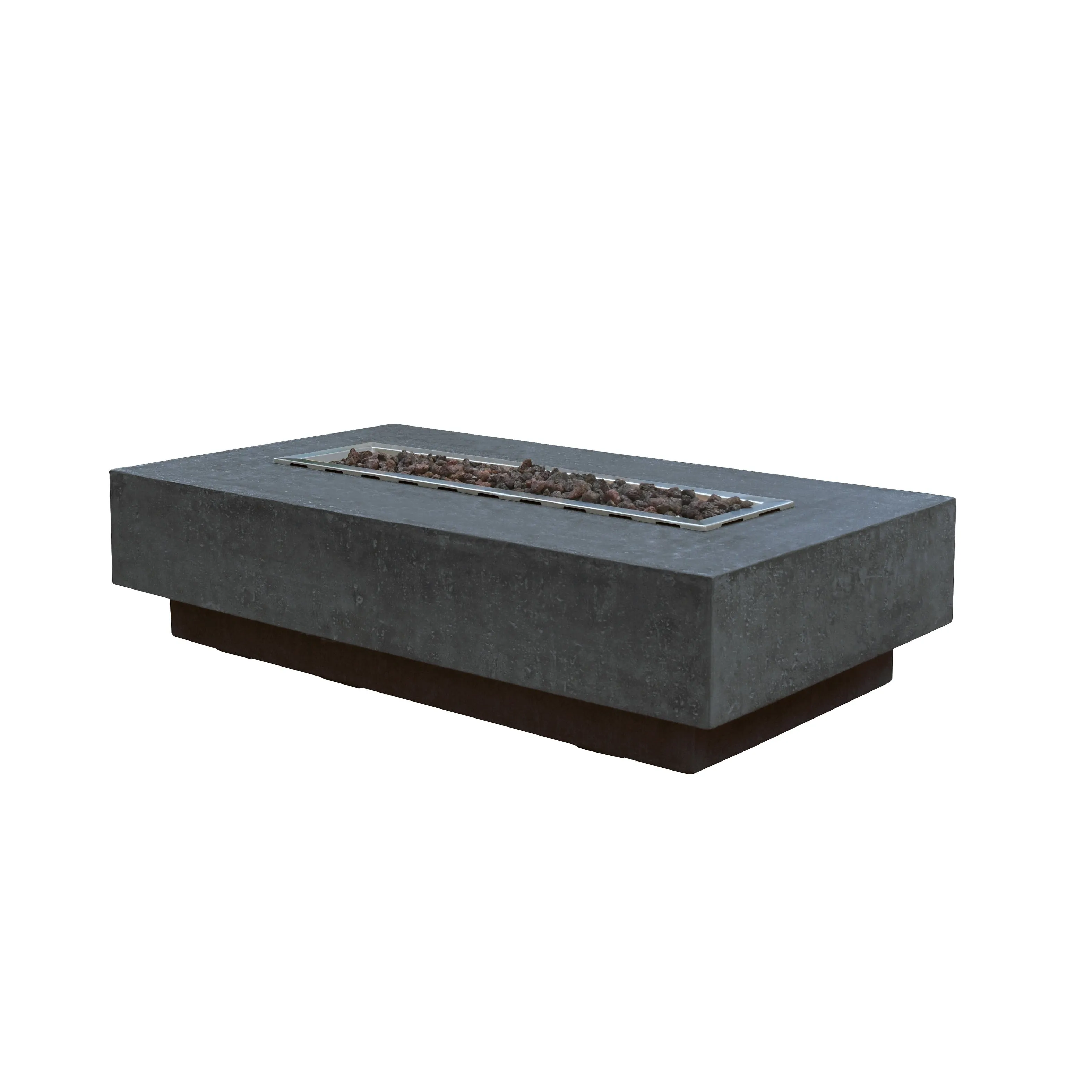 Elementi Hampton 45.000 BTU Dark Grey Concrete Natural Gas Fire Table with Lava Rocks & Cover