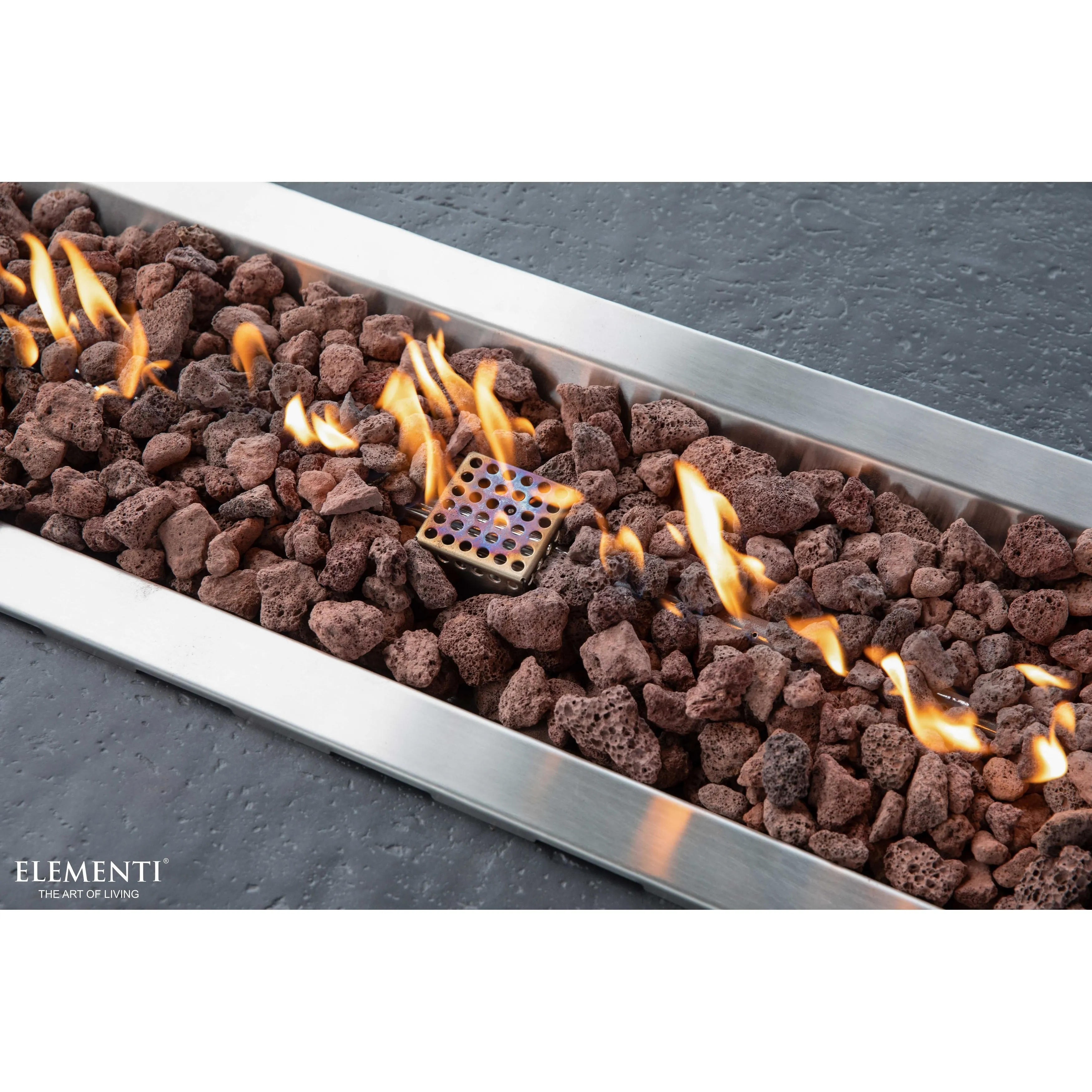 Elementi Hampton 45.000 BTU Dark Grey Concrete Natural Gas Fire Table with Lava Rocks & Cover