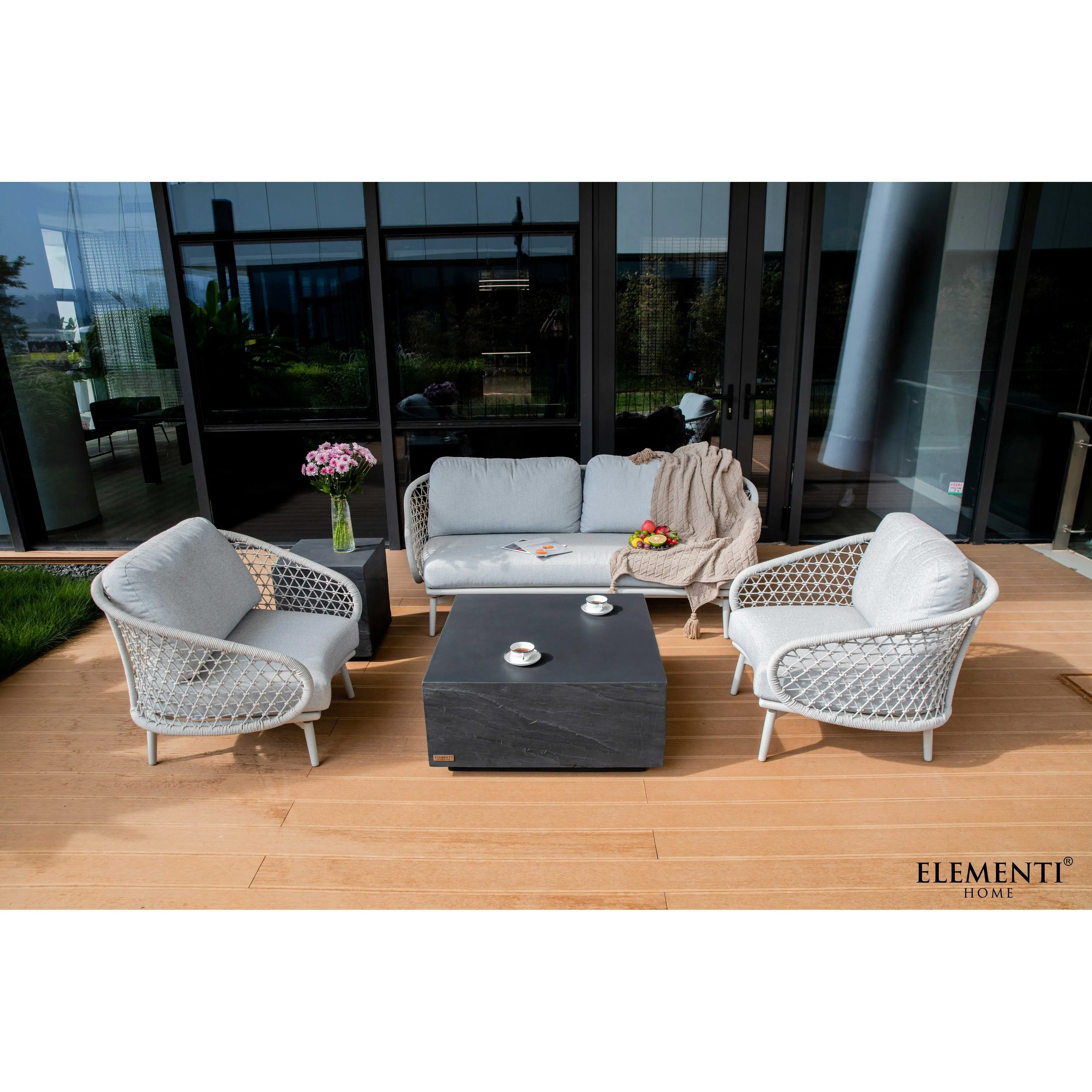 Elementi Home Colorado 34 Square Concrete Coffee Table - 33.9 X 33.9 X 16