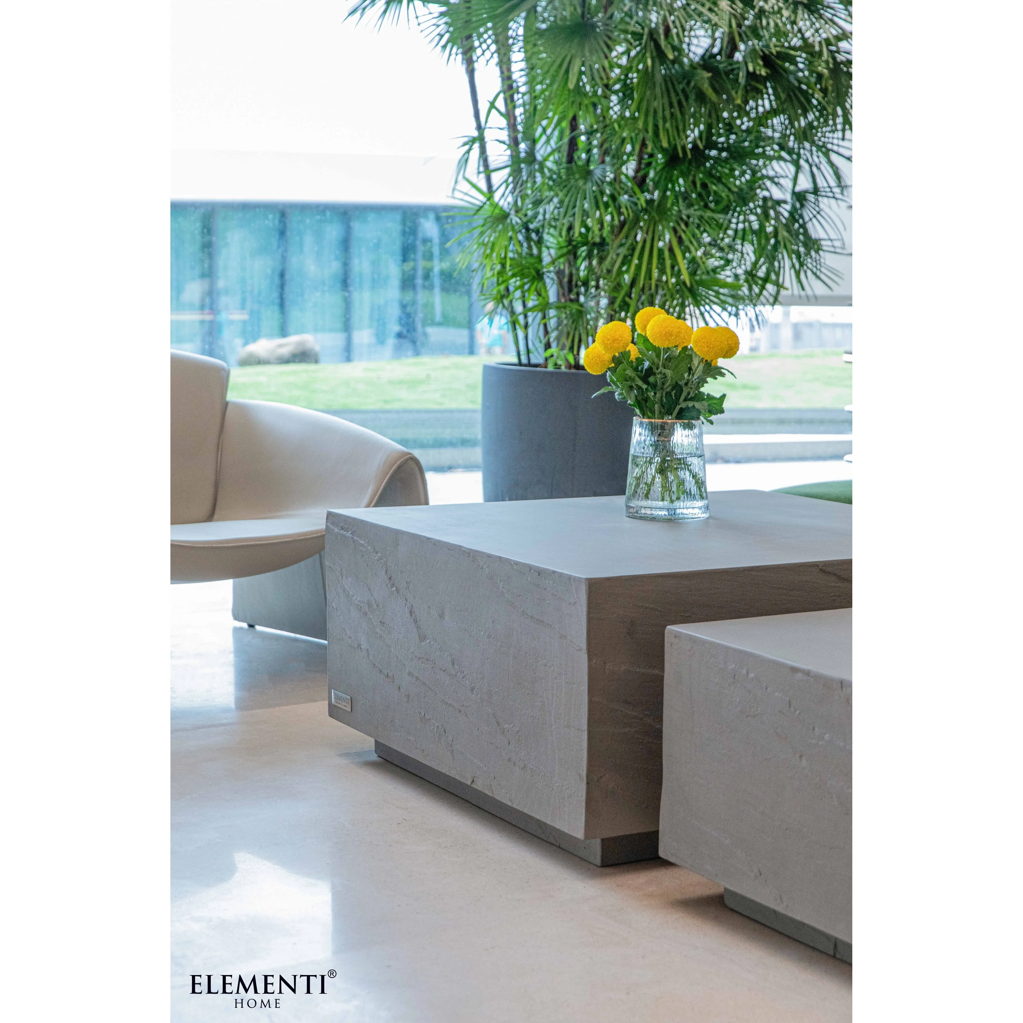 Elementi Home Colorado 34 Square Concrete Coffee Table - 33.9 X 33.9 X 16