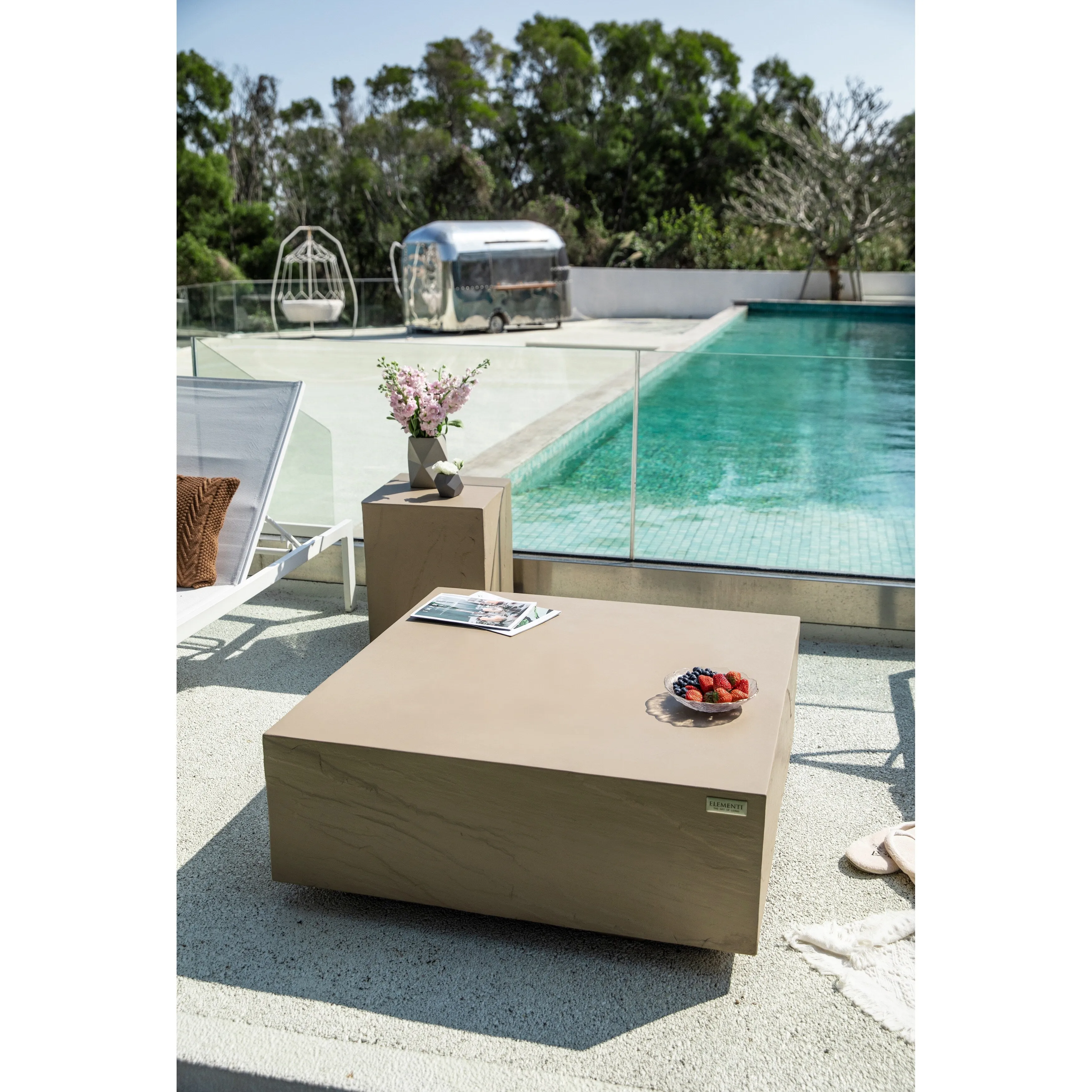 Elementi Home Colorado 34 Square Concrete Coffee Table - 33.9 X 33.9 X 16
