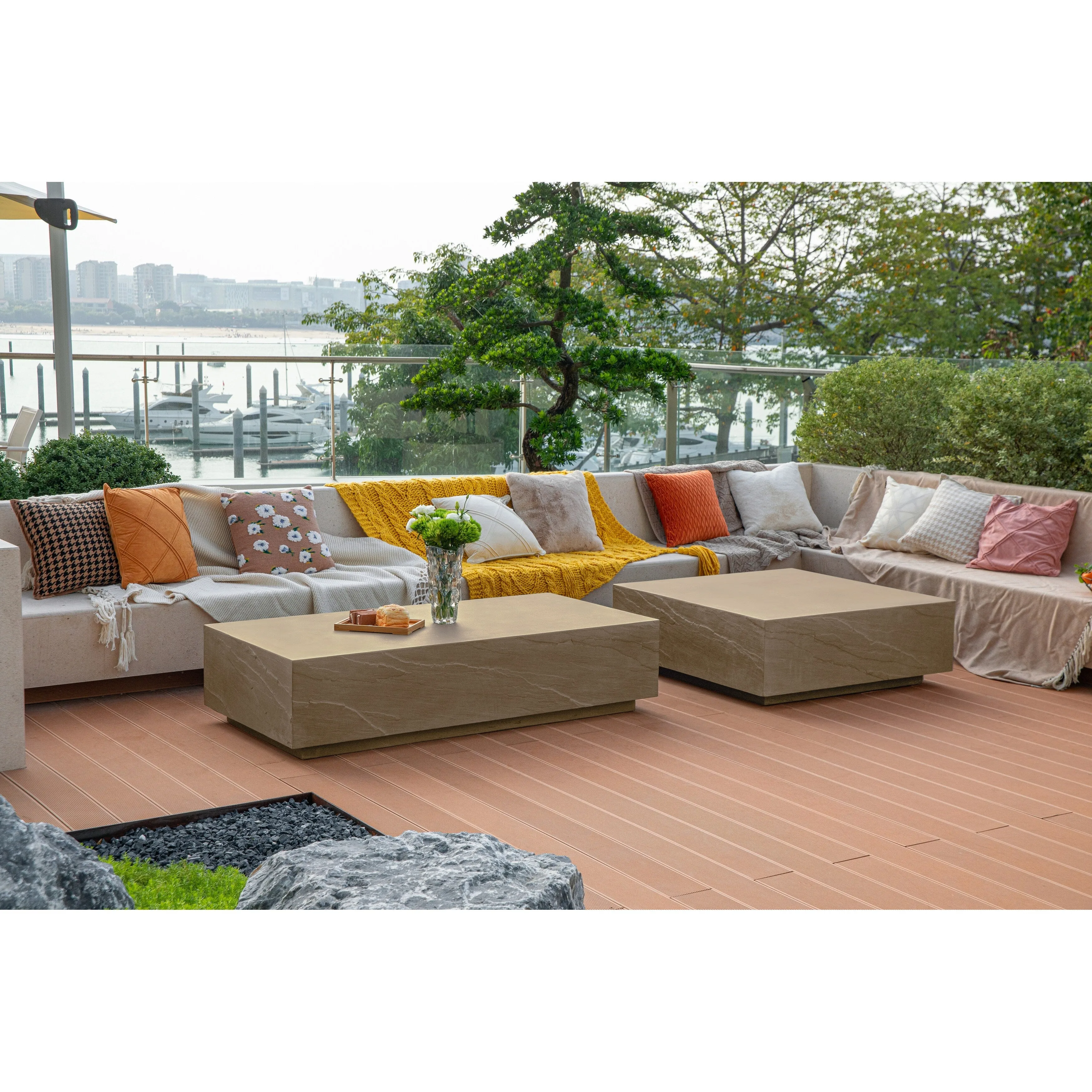 Elementi Home Colorado 60 Rectangular Concrete Coffee Table - 60 X 30 X 14