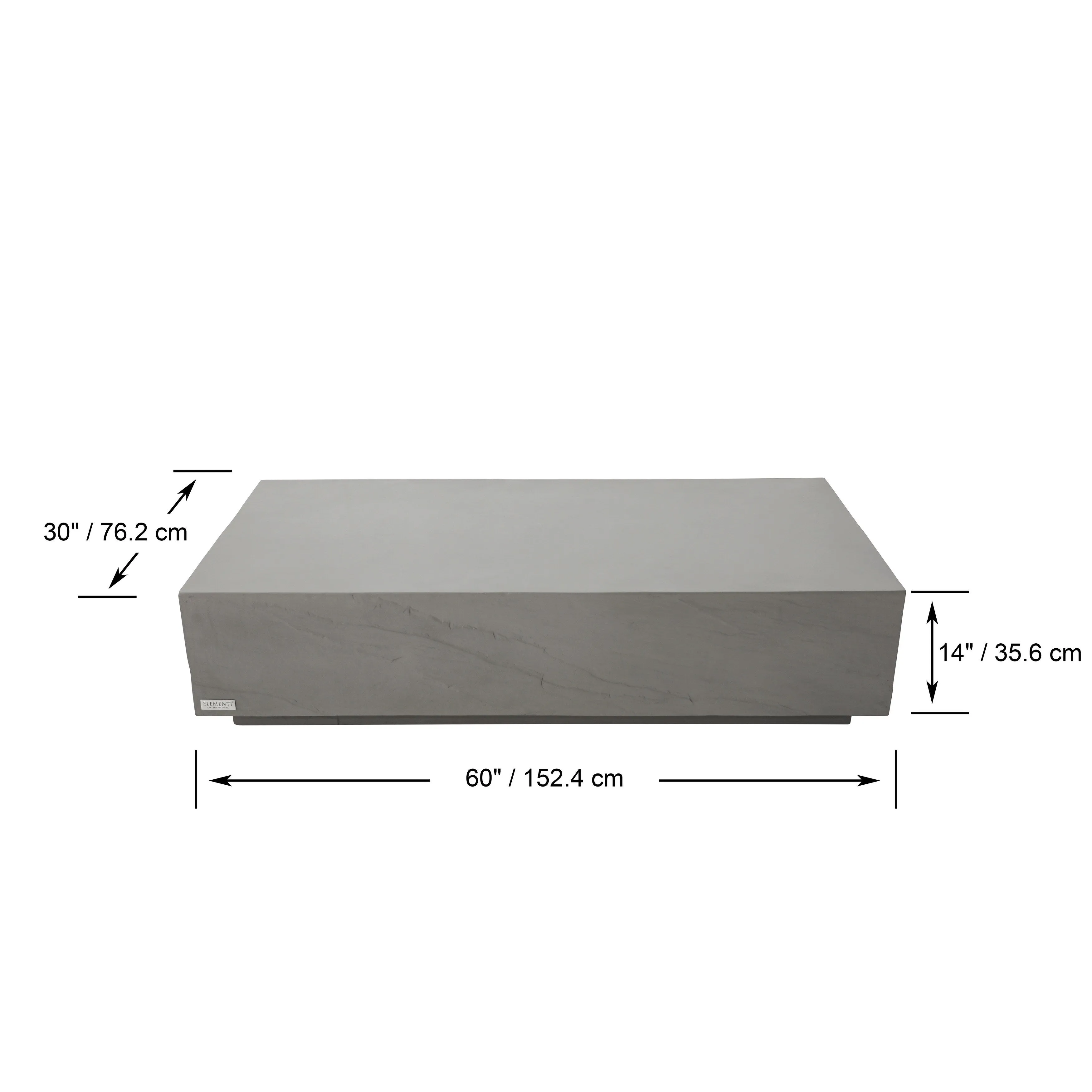 Elementi Home Colorado 60 Rectangular Concrete Coffee Table - 60 X 30 X 14