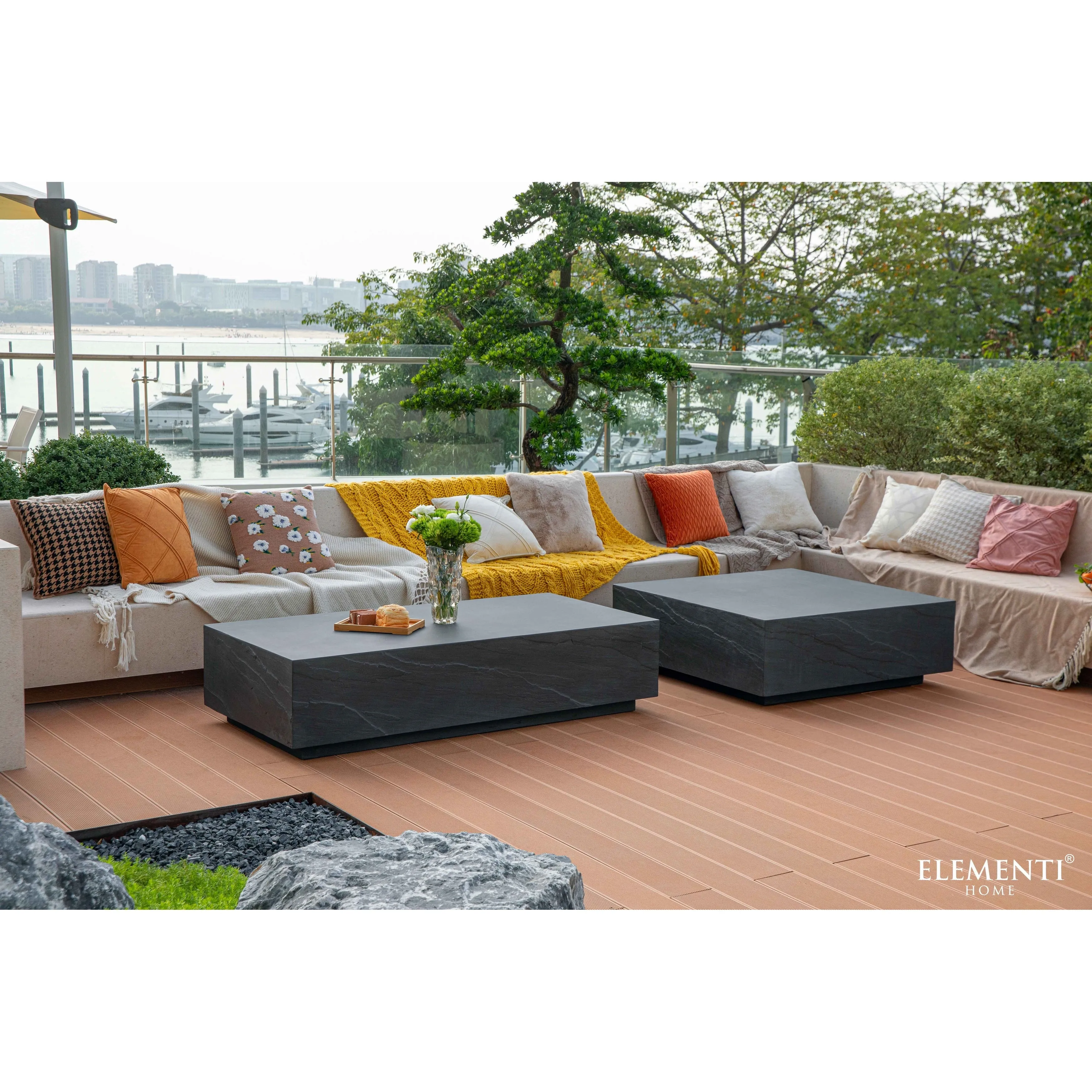 Elementi Home Colorado 60 Rectangular Concrete Coffee Table - 60 X 30 X 14