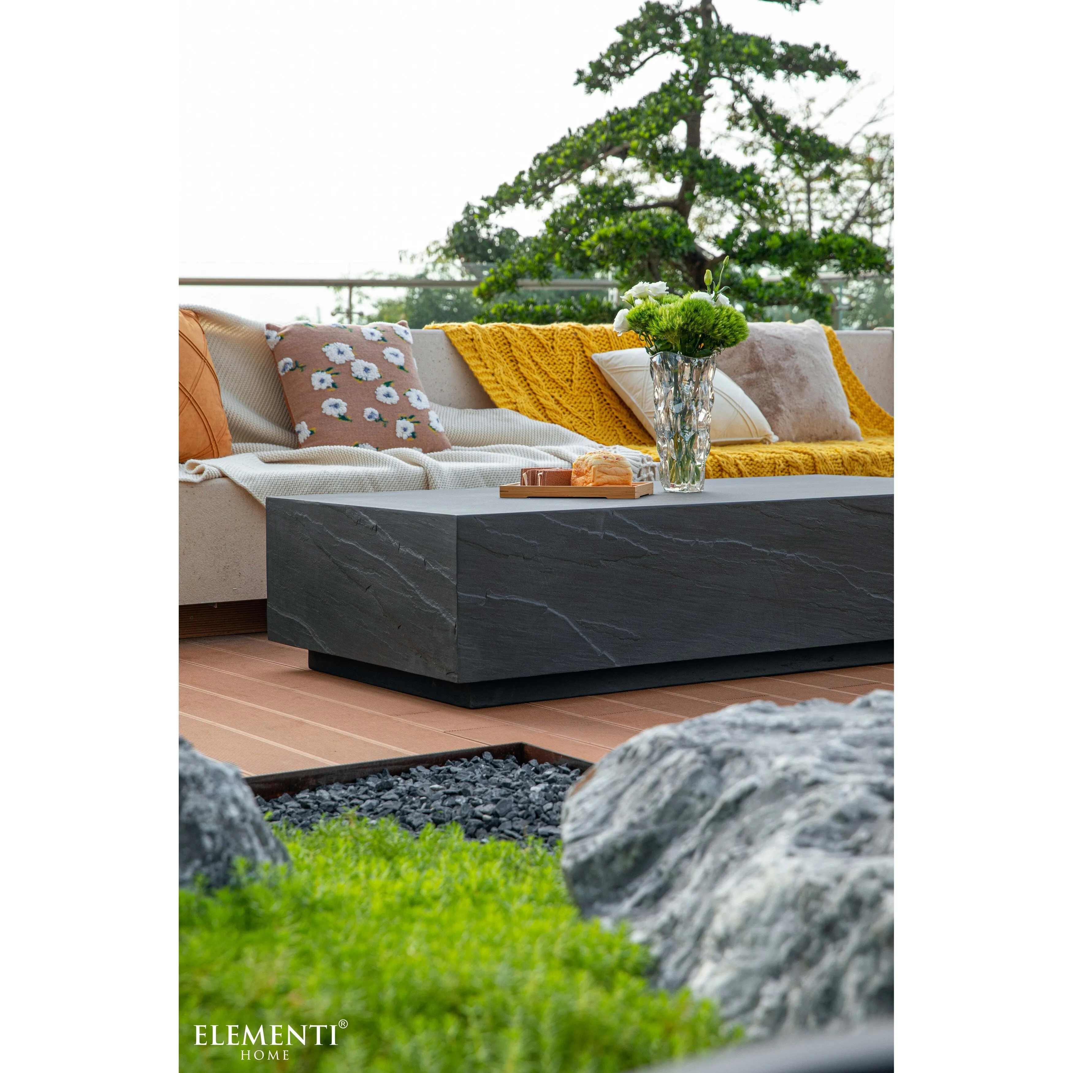 Elementi Home Colorado 60 Rectangular Concrete Coffee Table - 60 X 30 X 14