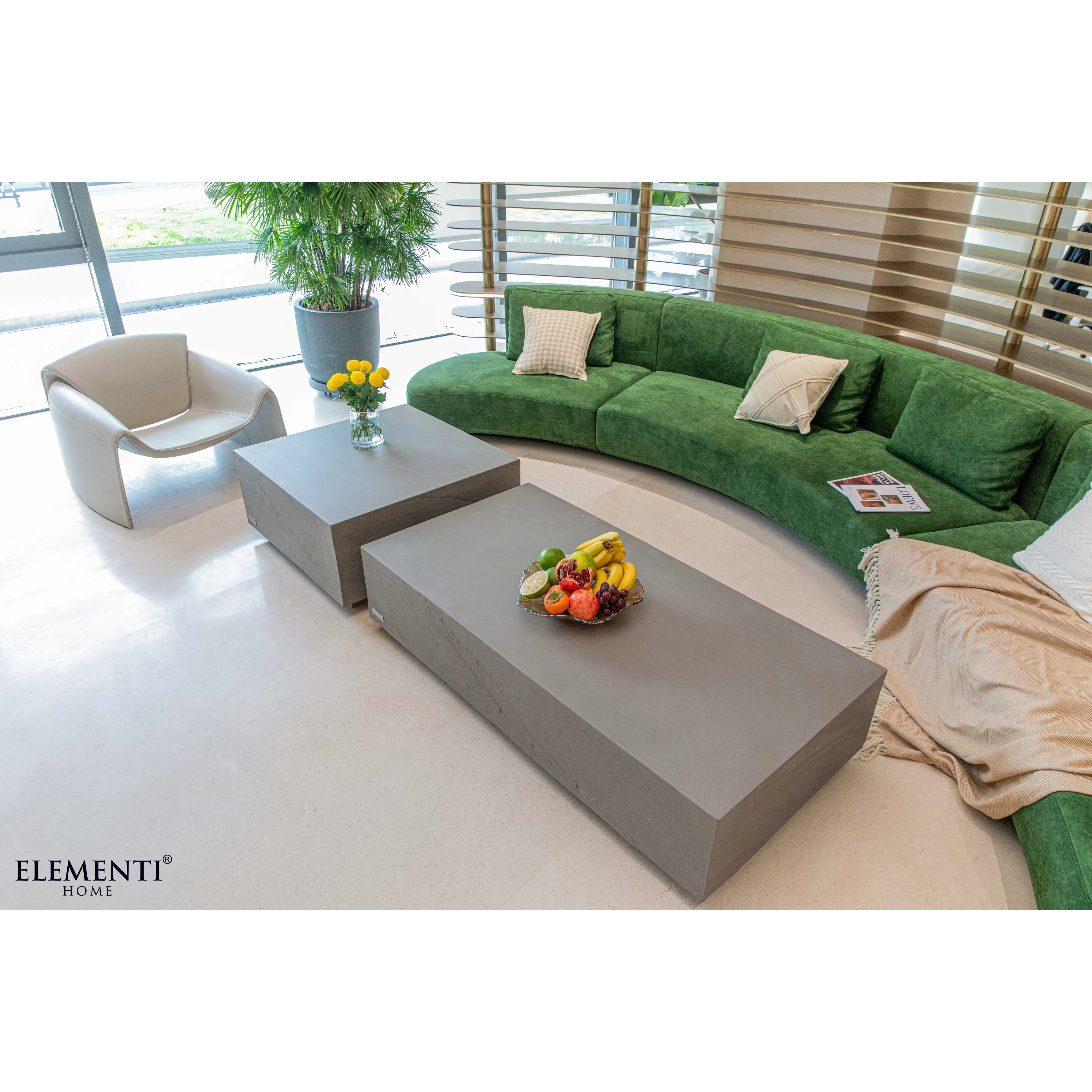 Elementi Home Colorado 60 Rectangular Concrete Coffee Table - 60 X 30 X 14