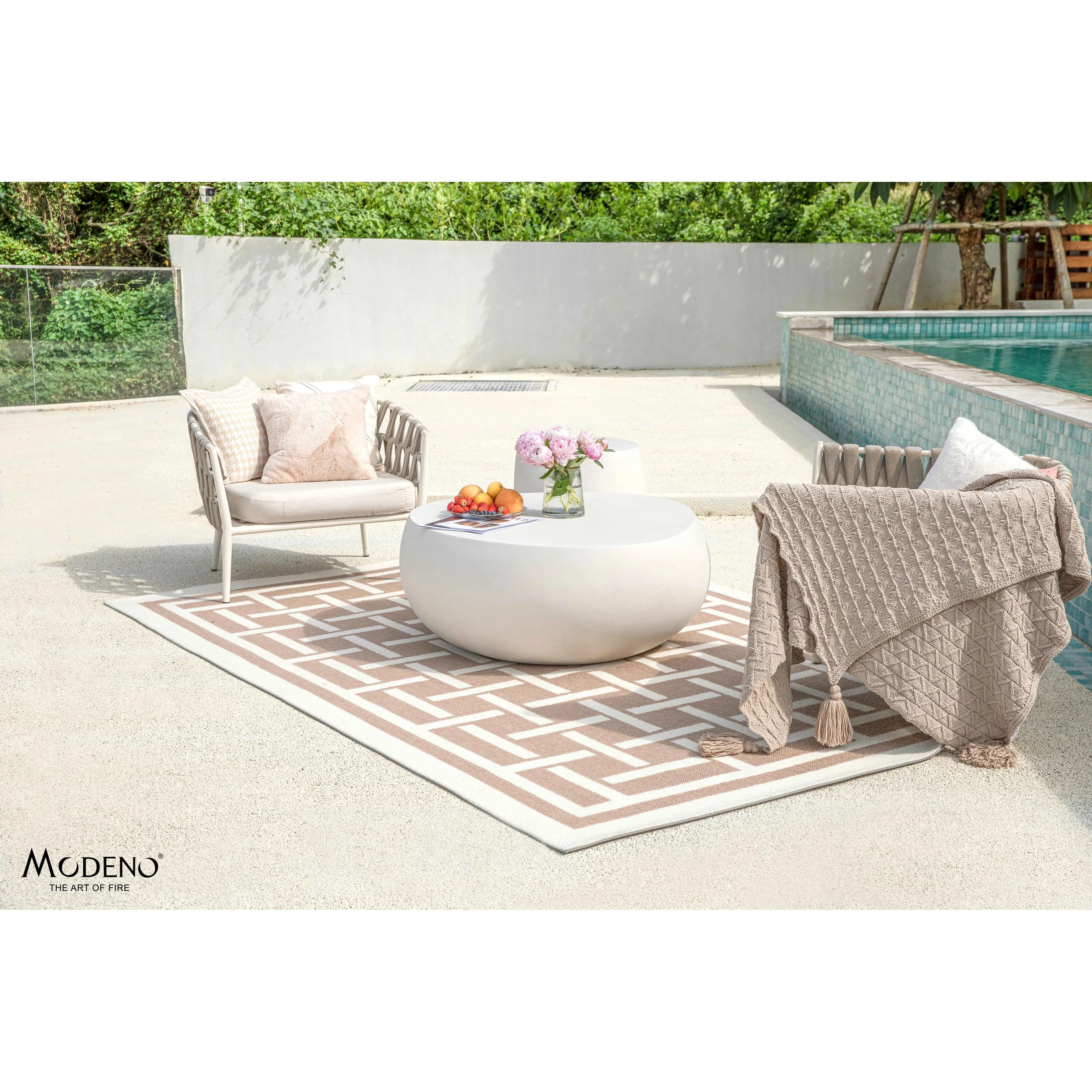 Elementi Home Ikaria 42 Egg-Shape Concrete Coffee Table - 42.3 X 39.6 X 18.9