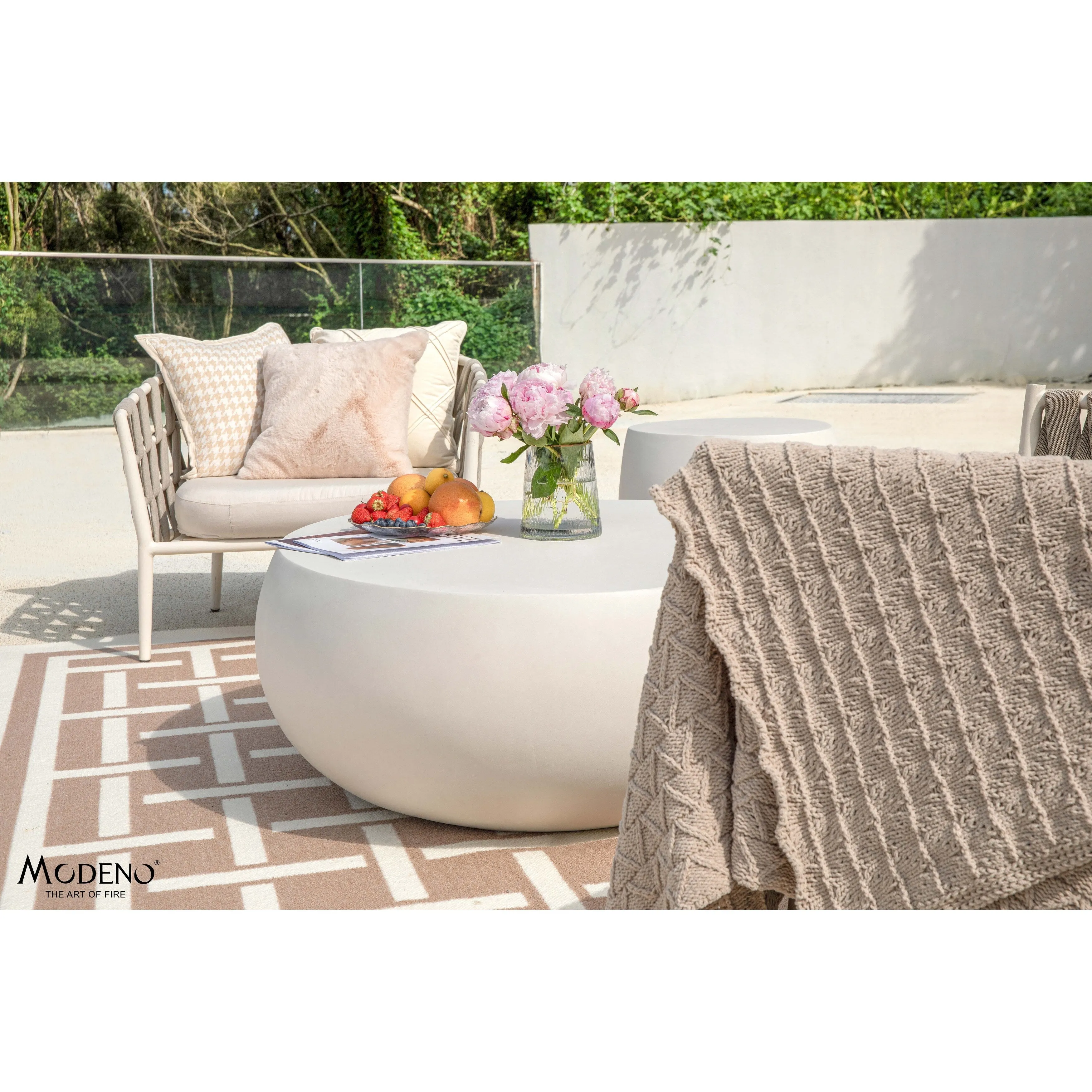 Elementi Home Ikaria 42 Egg-Shape Concrete Coffee Table - 42.3 X 39.6 X 18.9