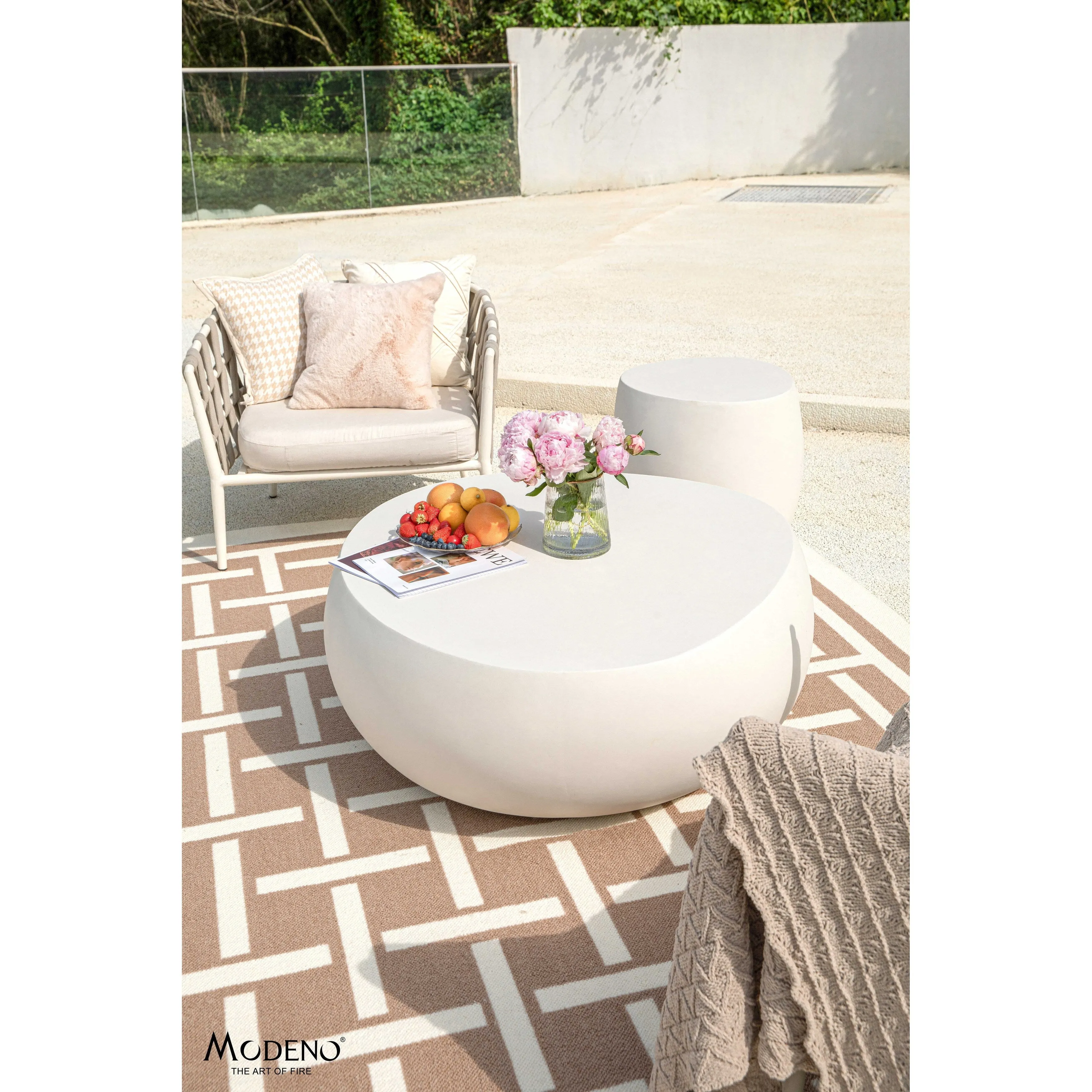 Elementi Home Ikaria 42 Egg-Shape Concrete Coffee Table - 42.3 X 39.6 X 18.9