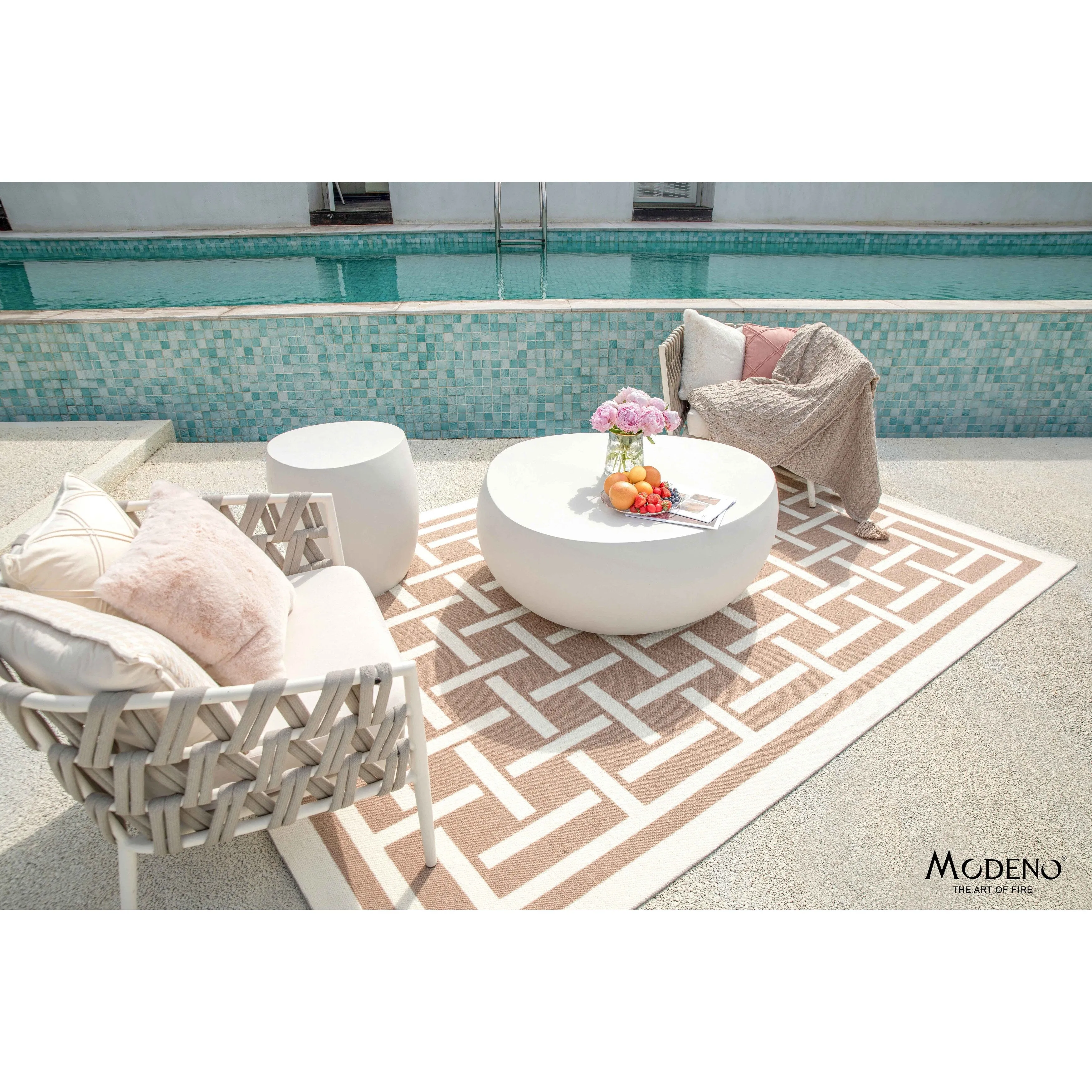 Elementi Home Ikaria 42 Egg-Shape Concrete Coffee Table - 42.3 X 39.6 X 18.9