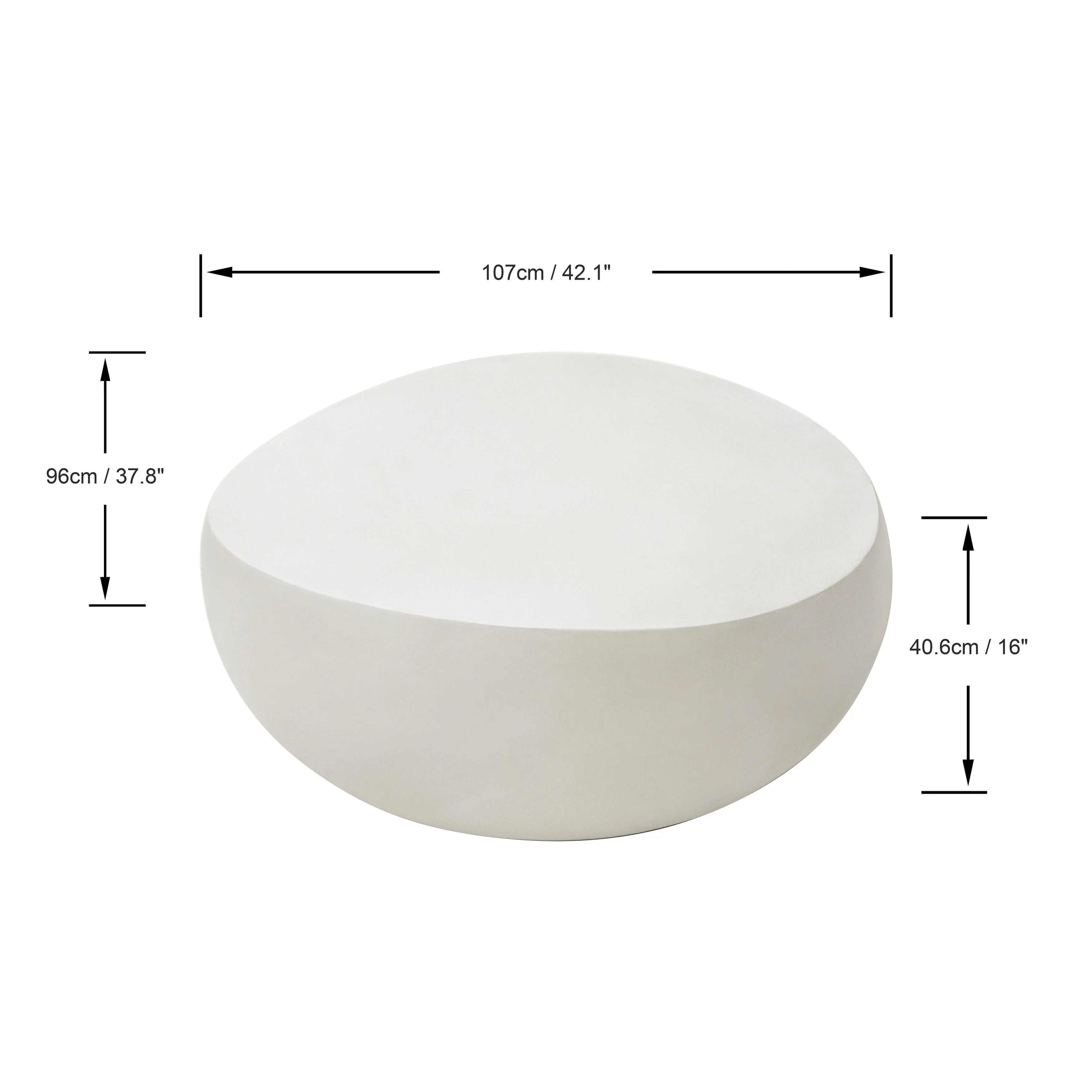 Elementi Home Ikaria 42 Egg-Shape Concrete Coffee Table - 42.3 X 39.6 X 18.9