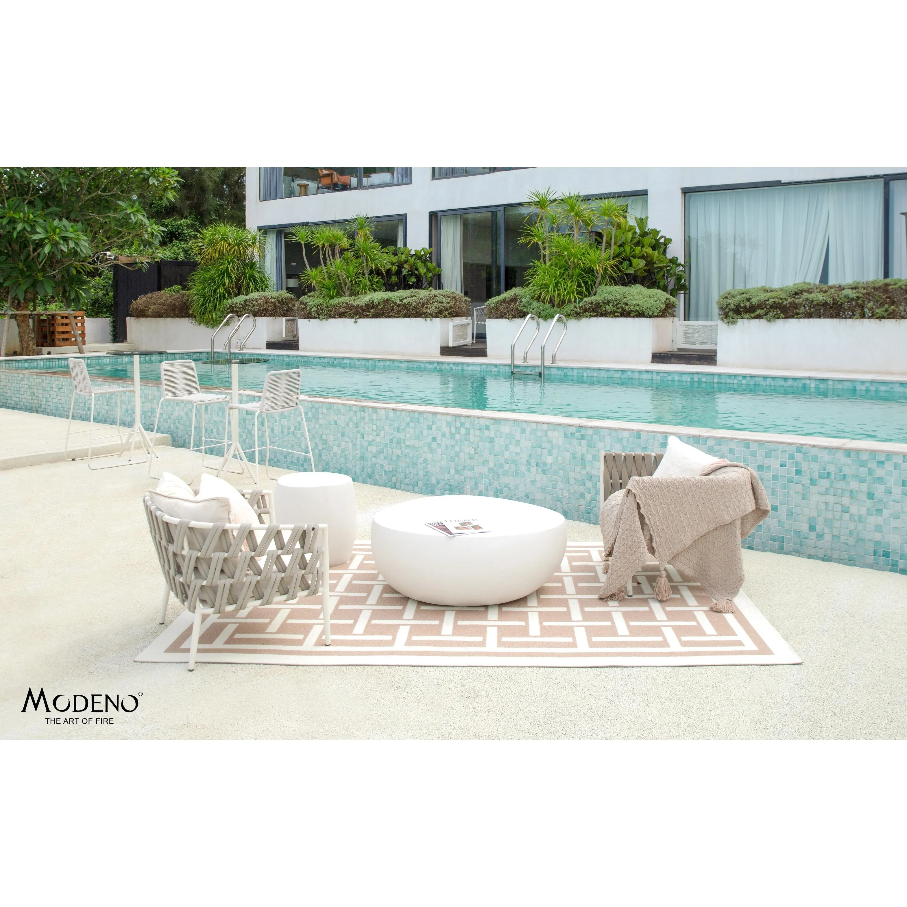 Elementi Home Ikaria 42 Egg-Shape Concrete Coffee Table - 42.3 X 39.6 X 18.9