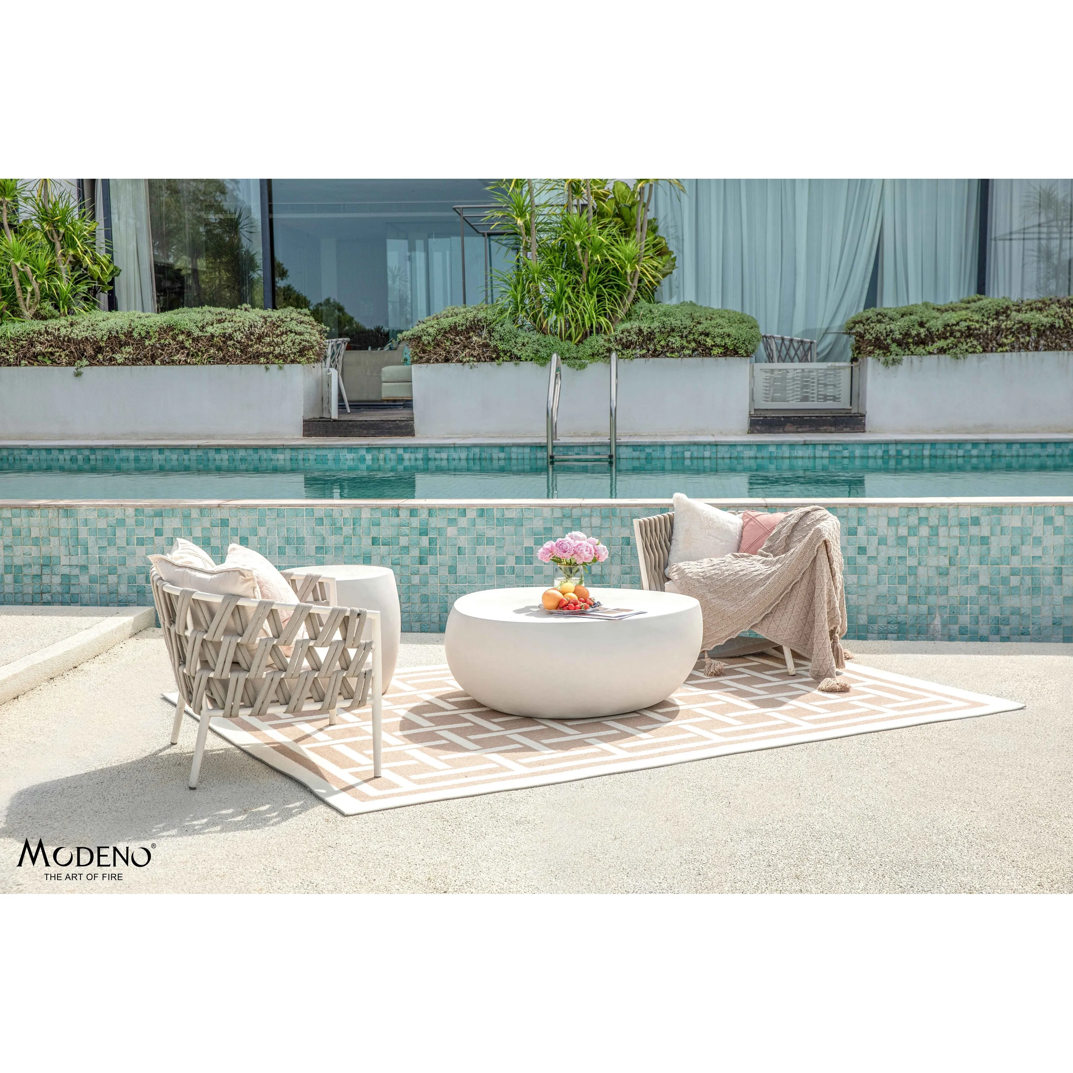 Elementi Home Ikaria 42 Egg-Shape Concrete Coffee Table - 42.3 X 39.6 X 18.9