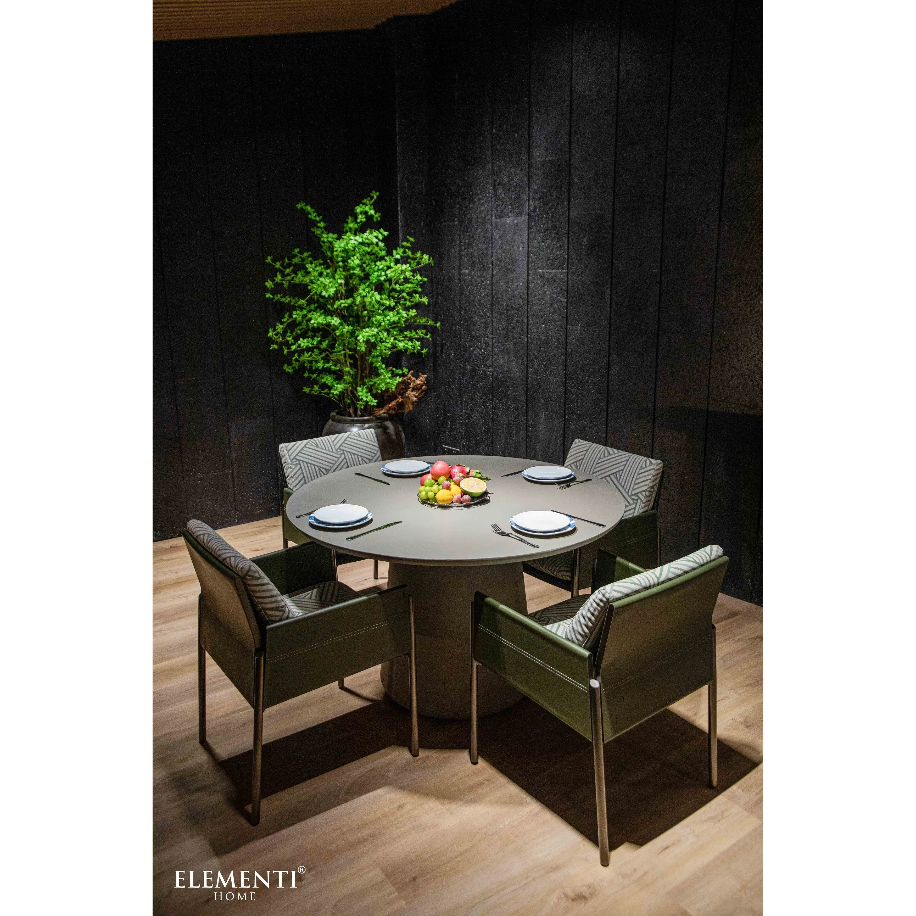 Elementi Home Rio 48 Matte Space Grey Concrete Dining Table - 48 X 48 X 29.5