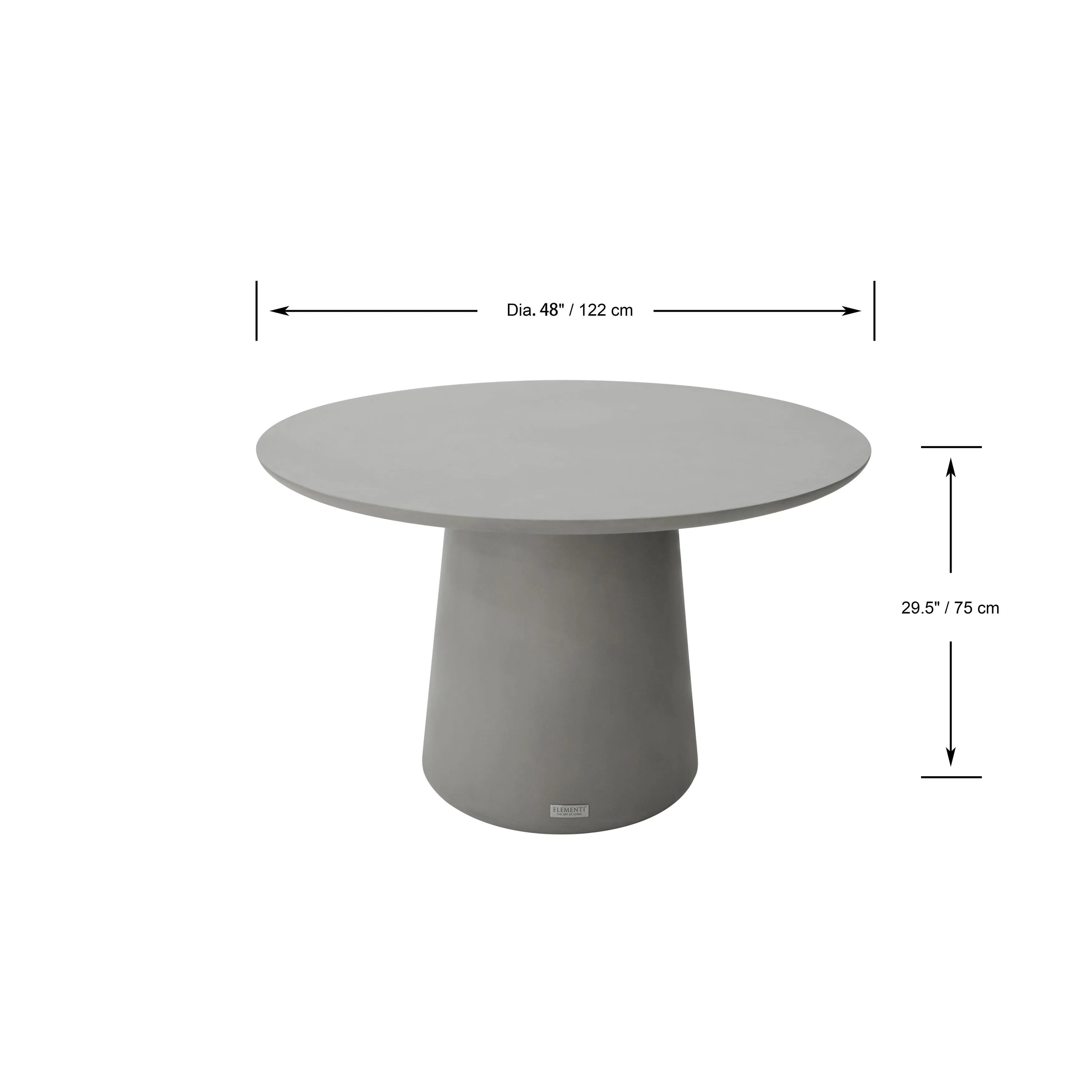 Elementi Home Rio 48 Matte Space Grey Concrete Dining Table - 48 X 48 X 29.5
