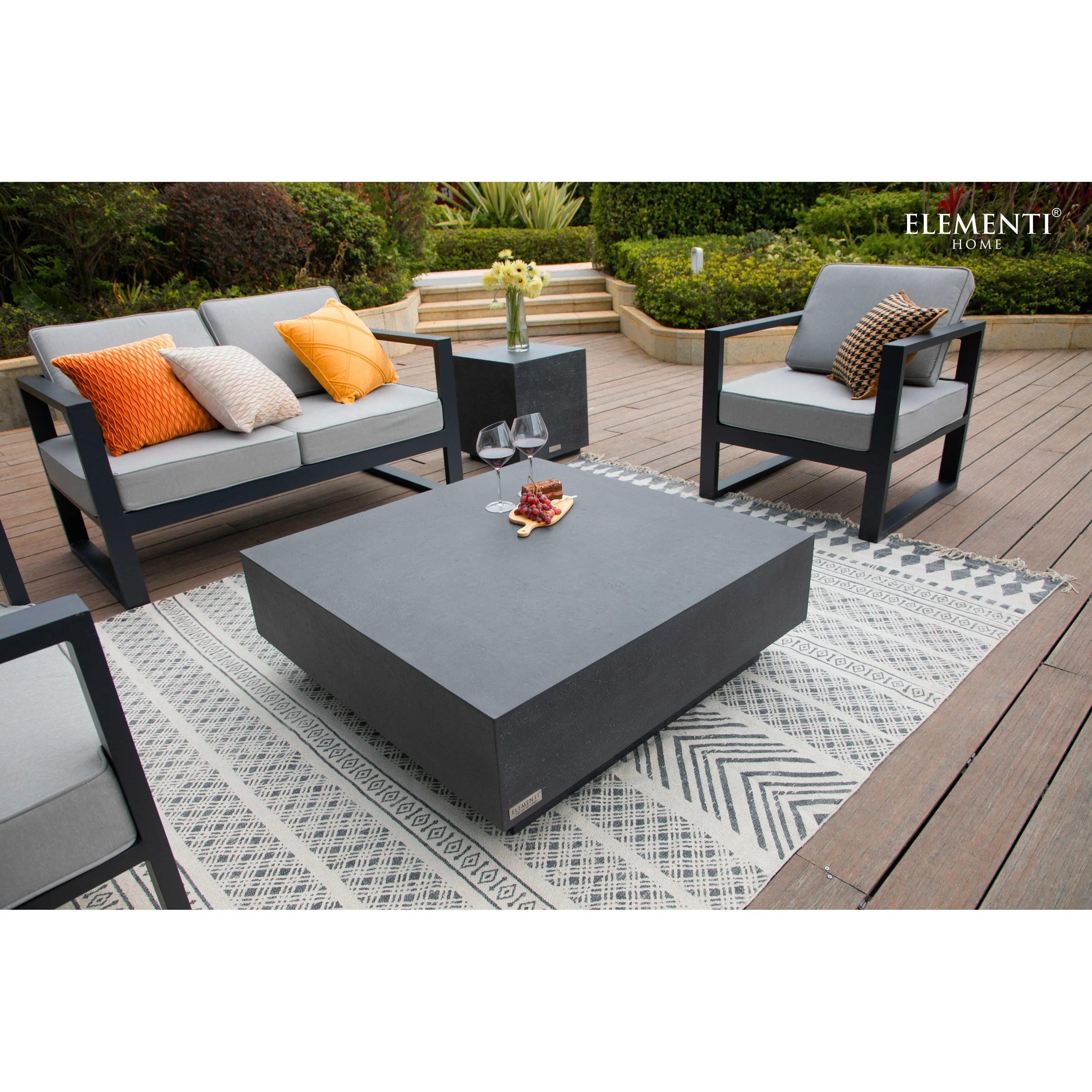 Elementi Home Tevere 40 Square Concrete Coffee Table - 40 X 40 X 14