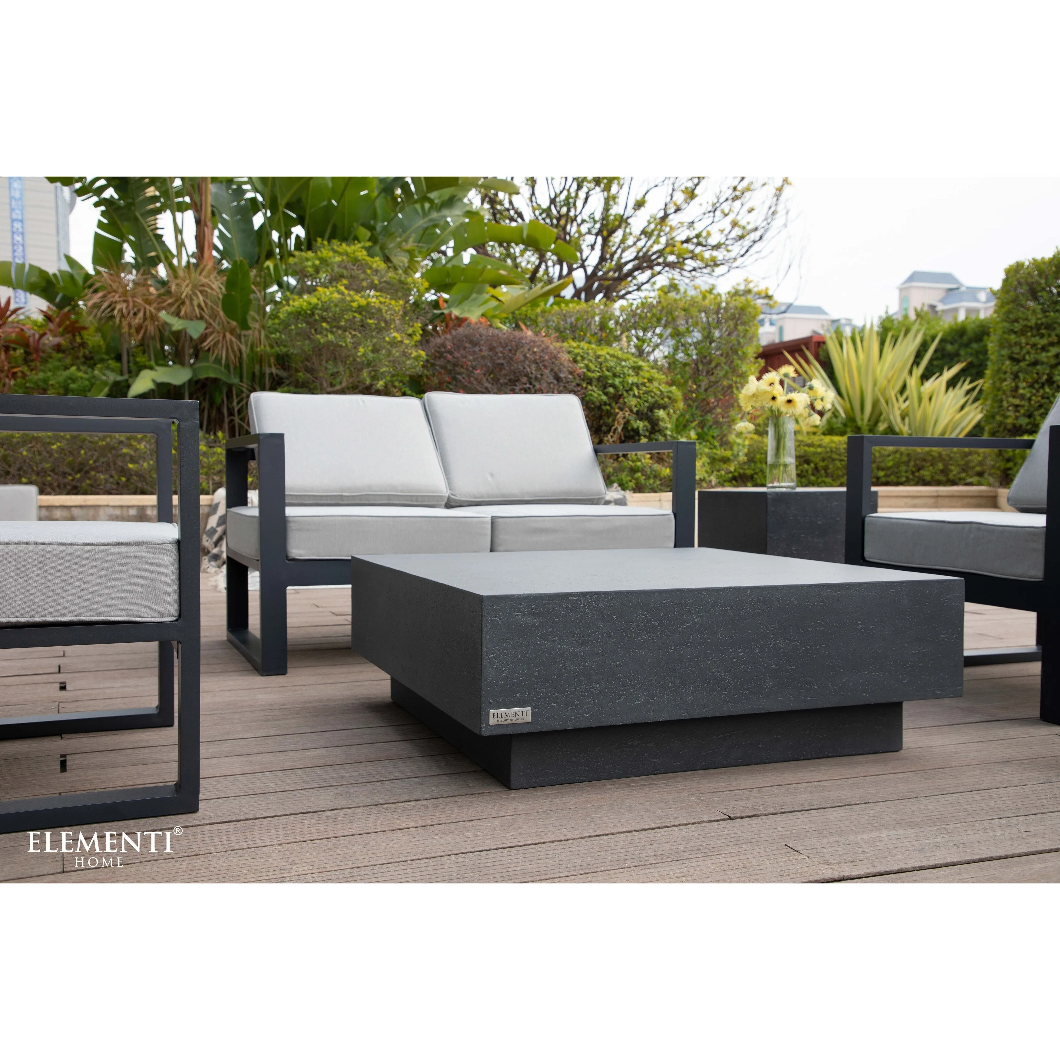 Elementi Home Tevere 40 Square Concrete Coffee Table - 40 X 40 X 14