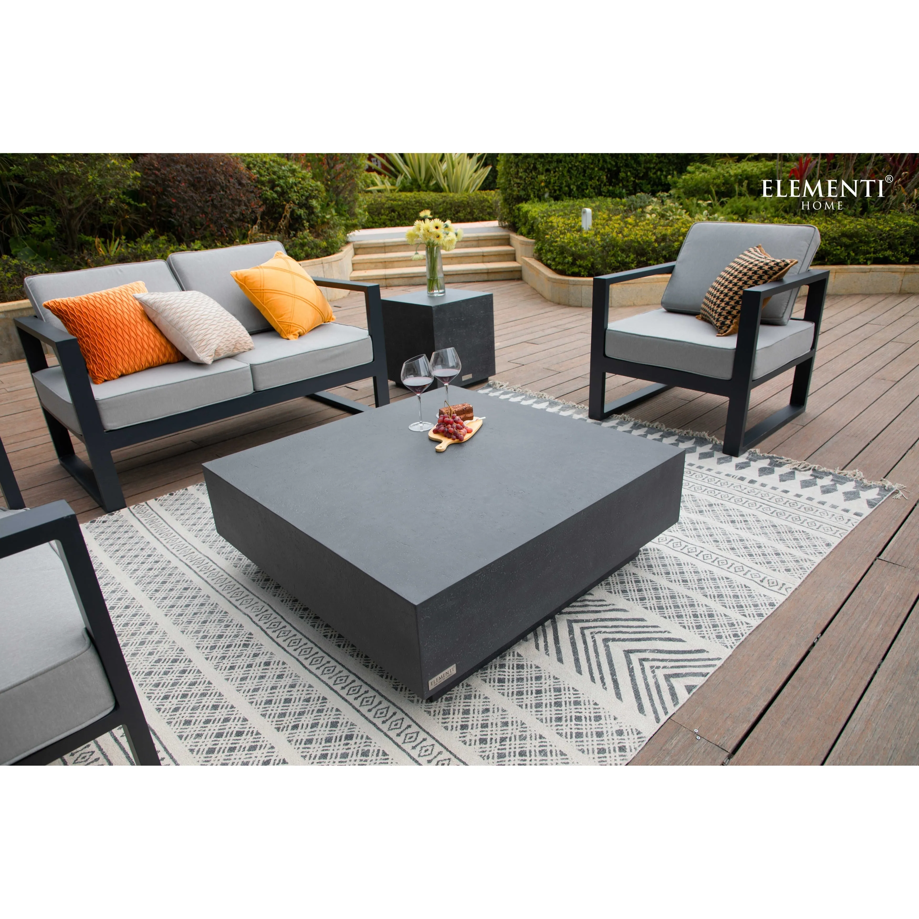 Elementi Home Tevere 40 Square Concrete Coffee Table - 40 X 40 X 14