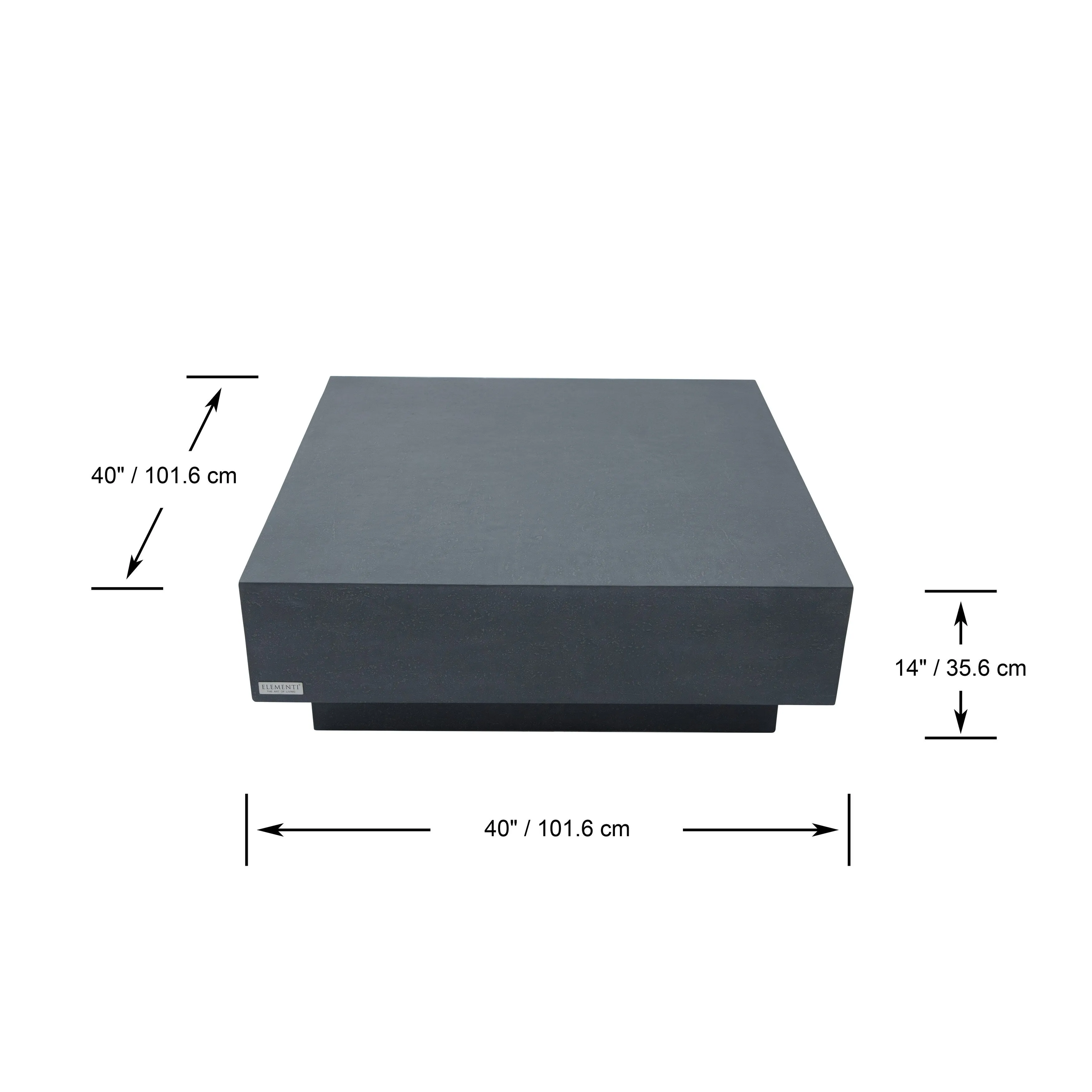 Elementi Home Tevere 40 Square Concrete Coffee Table - 40 X 40 X 14