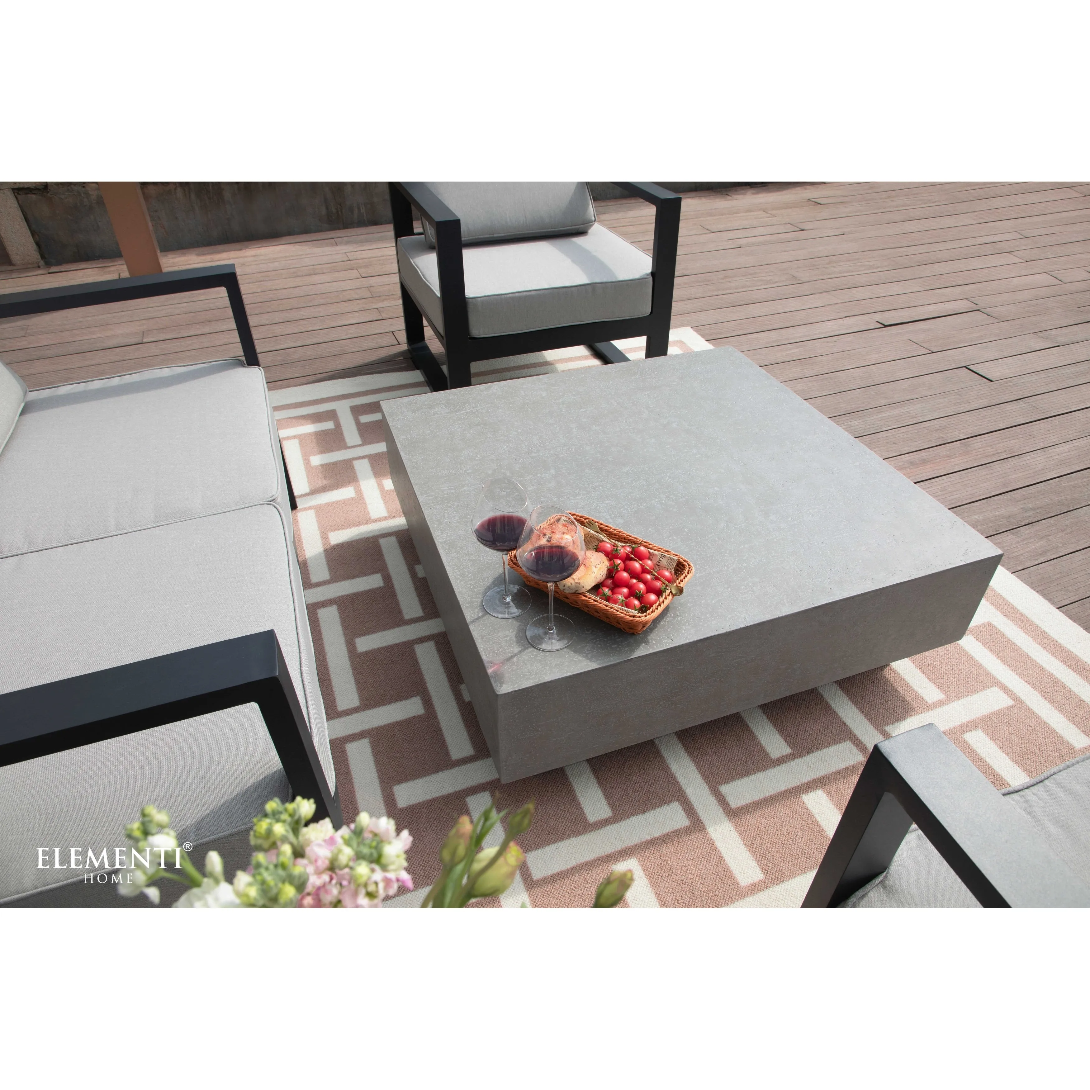 Elementi Home Tevere 40 Square Concrete Coffee Table - 40 X 40 X 14