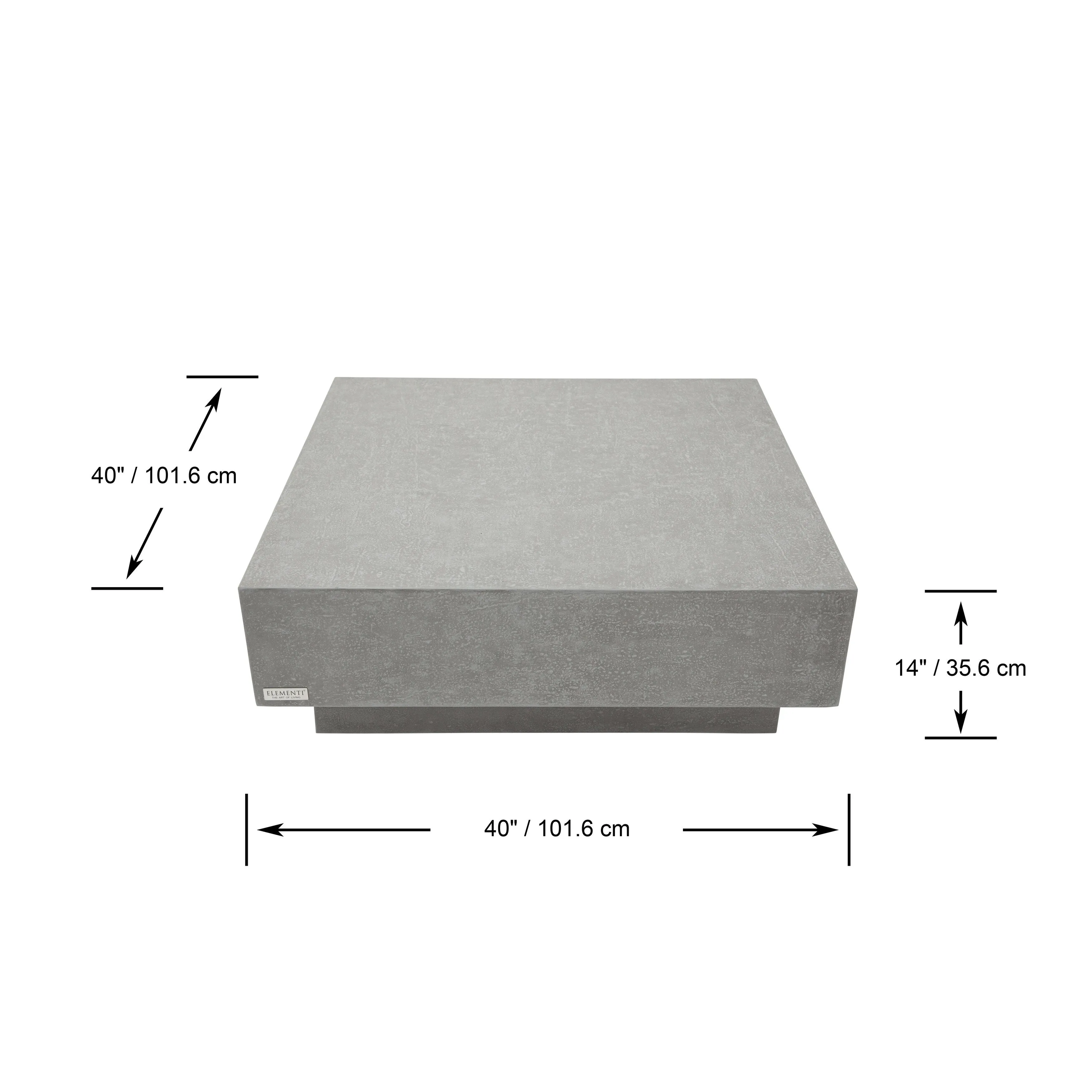 Elementi Home Tevere 40 Square Concrete Coffee Table - 40 X 40 X 14