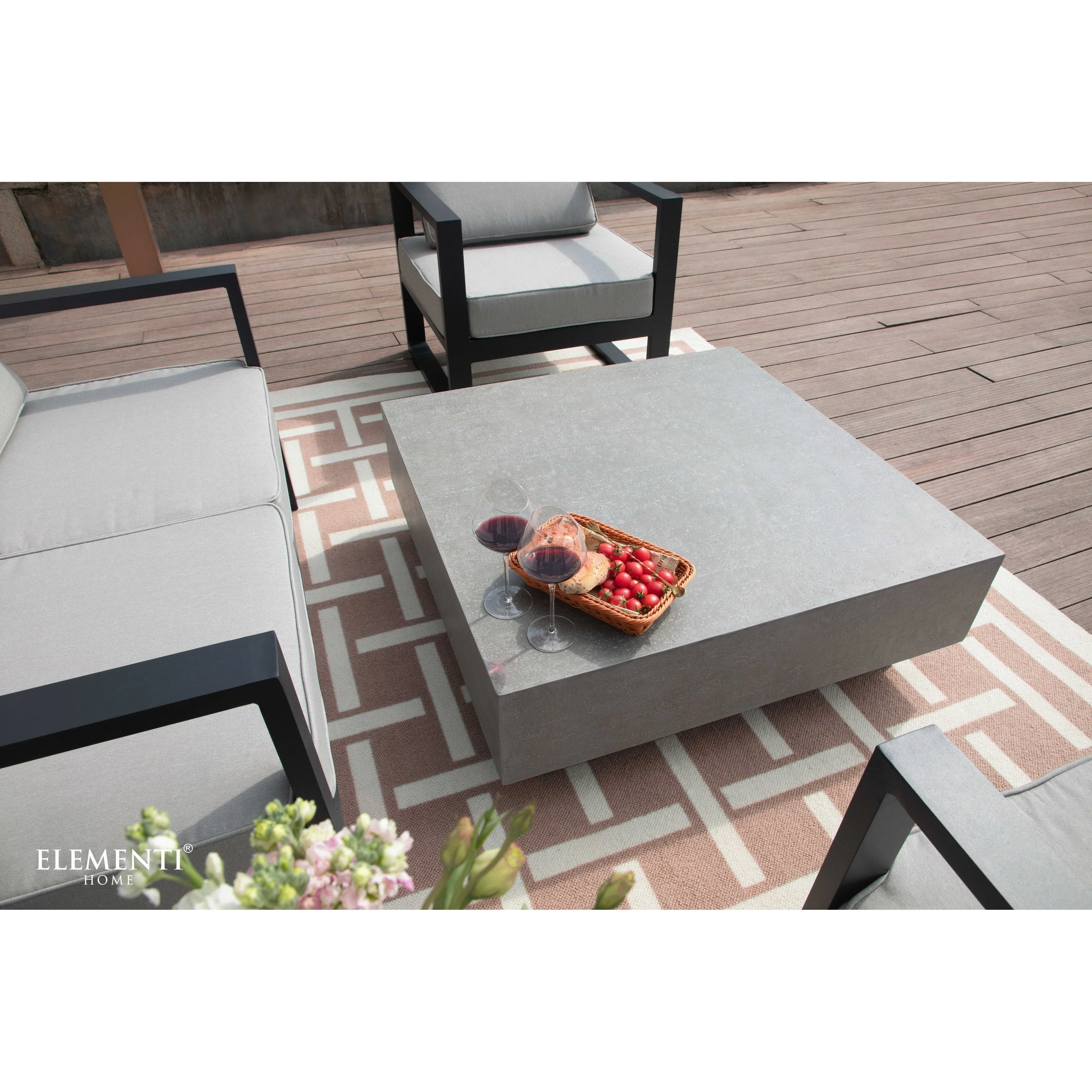 Elementi Home Tevere 40 Square Concrete Coffee Table - 40 X 40 X 14
