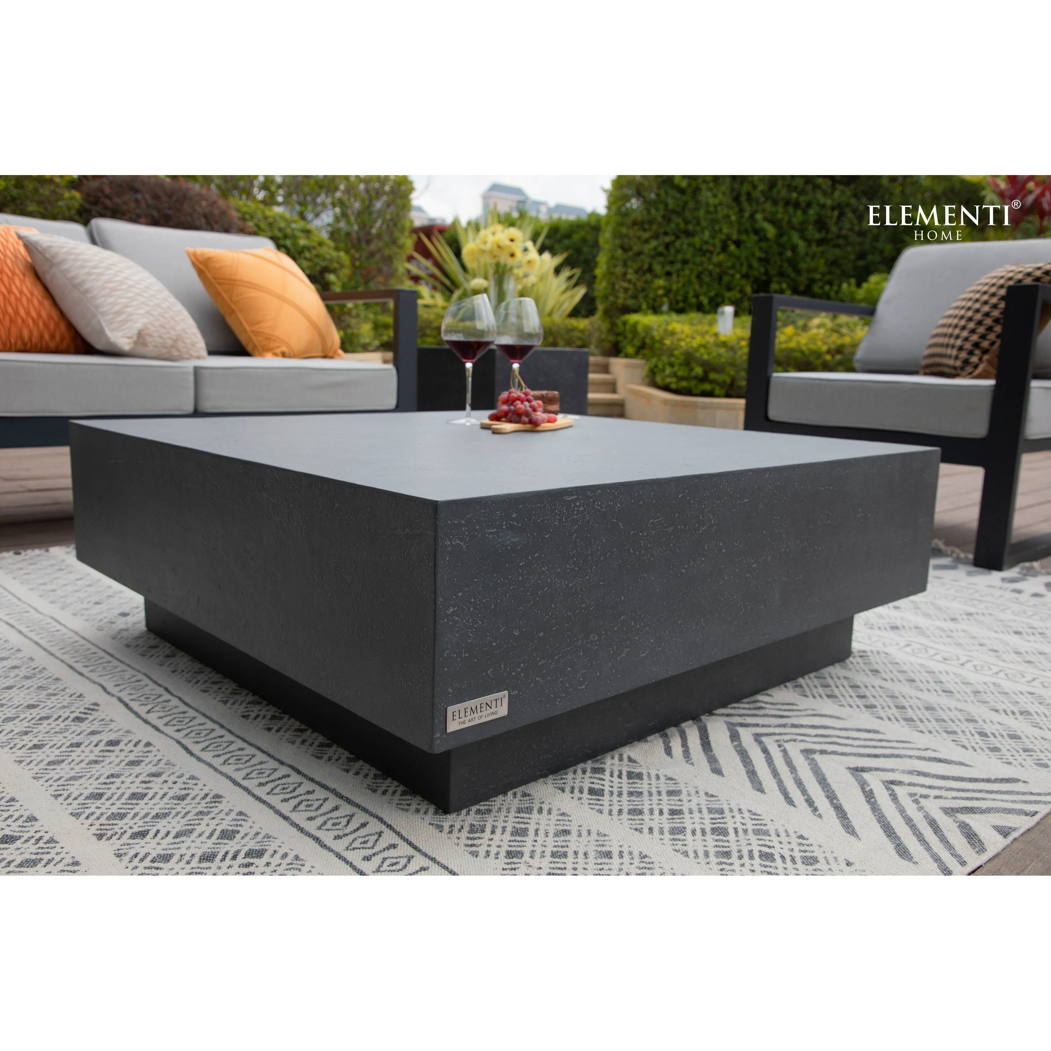 Elementi Home Tevere 40 Square Concrete Coffee Table - 40 X 40 X 14