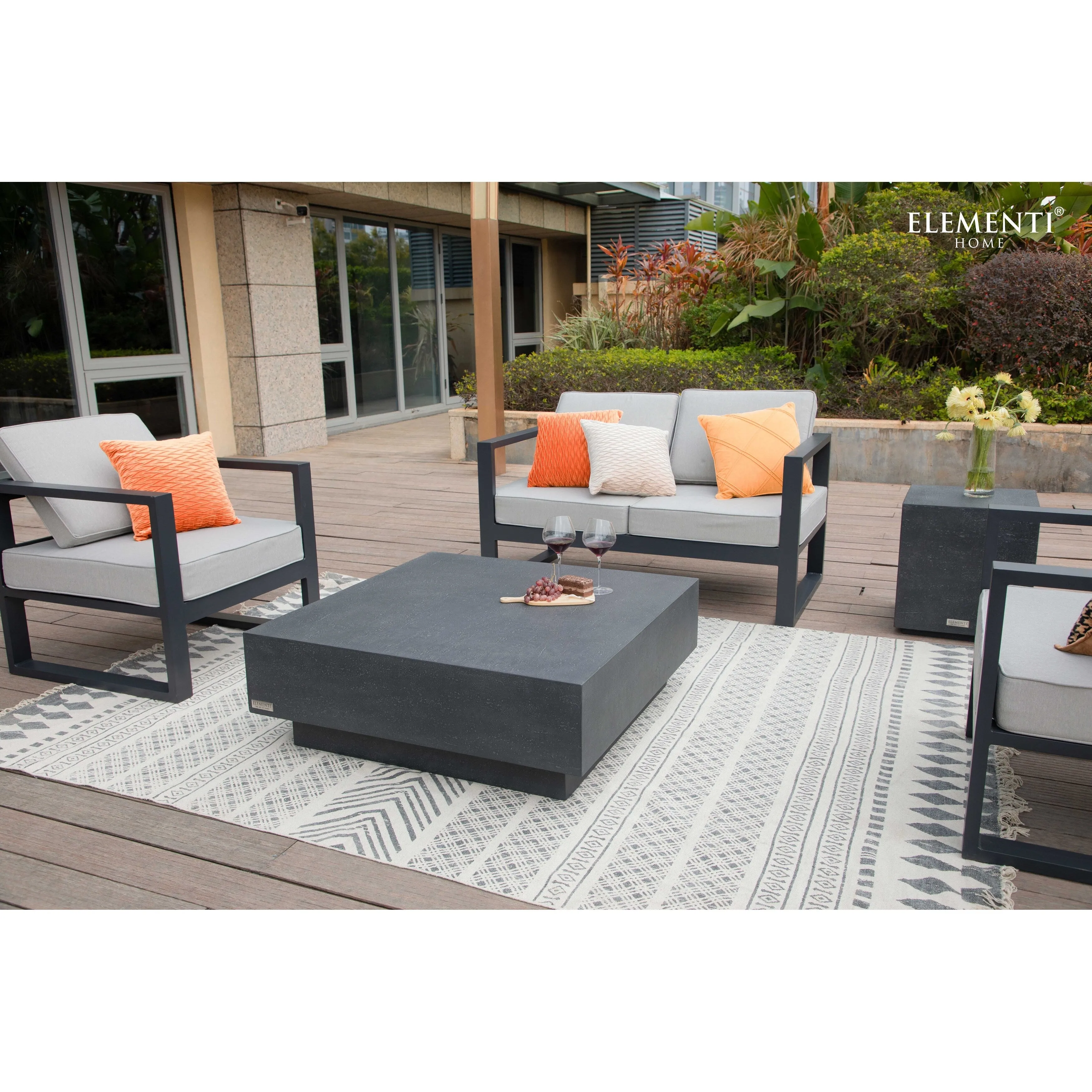 Elementi Home Tevere 40 Square Concrete Coffee Table - 40 X 40 X 14