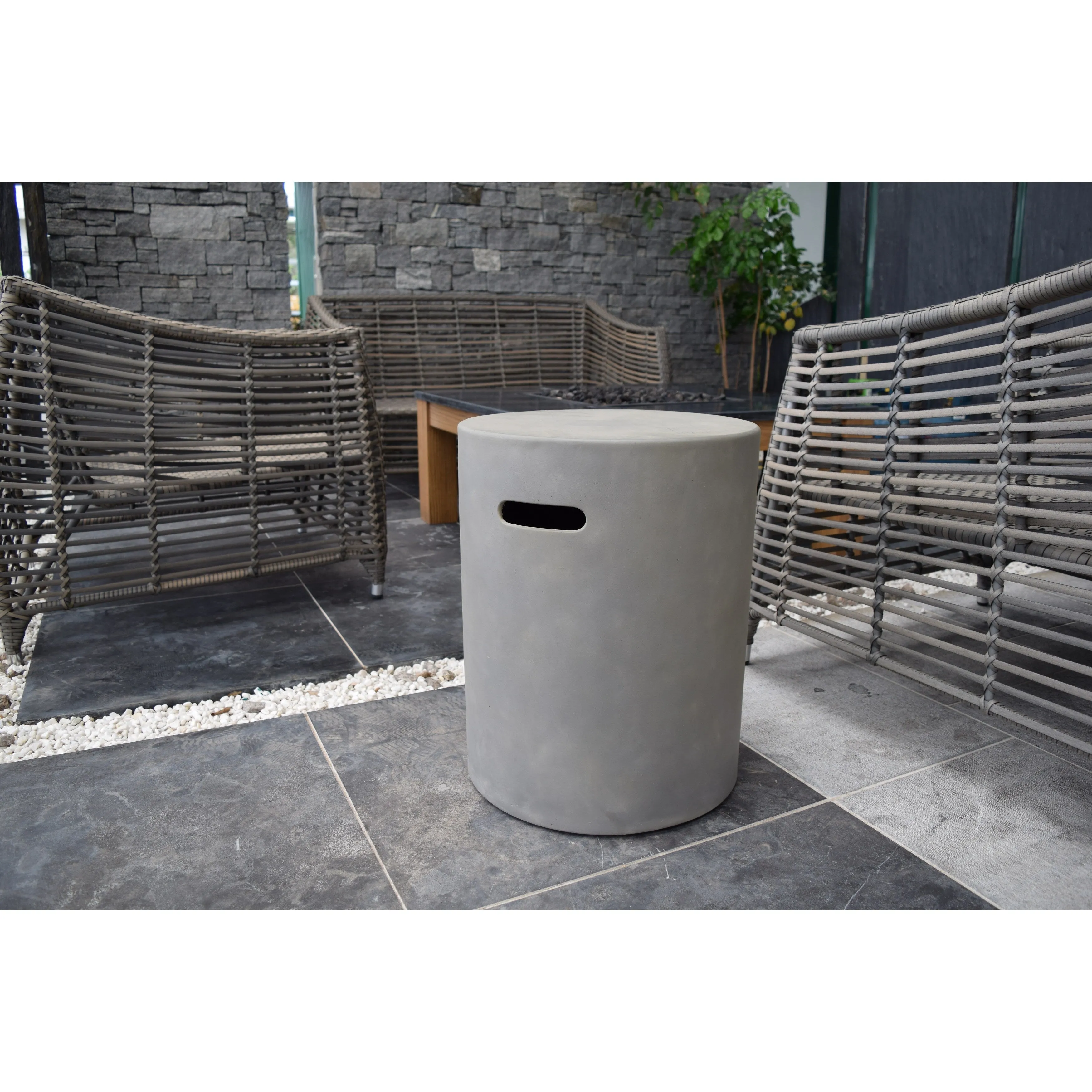Elementi Light Grey Concrete Propane Tank Cover for Lunar Bowl Fire Table