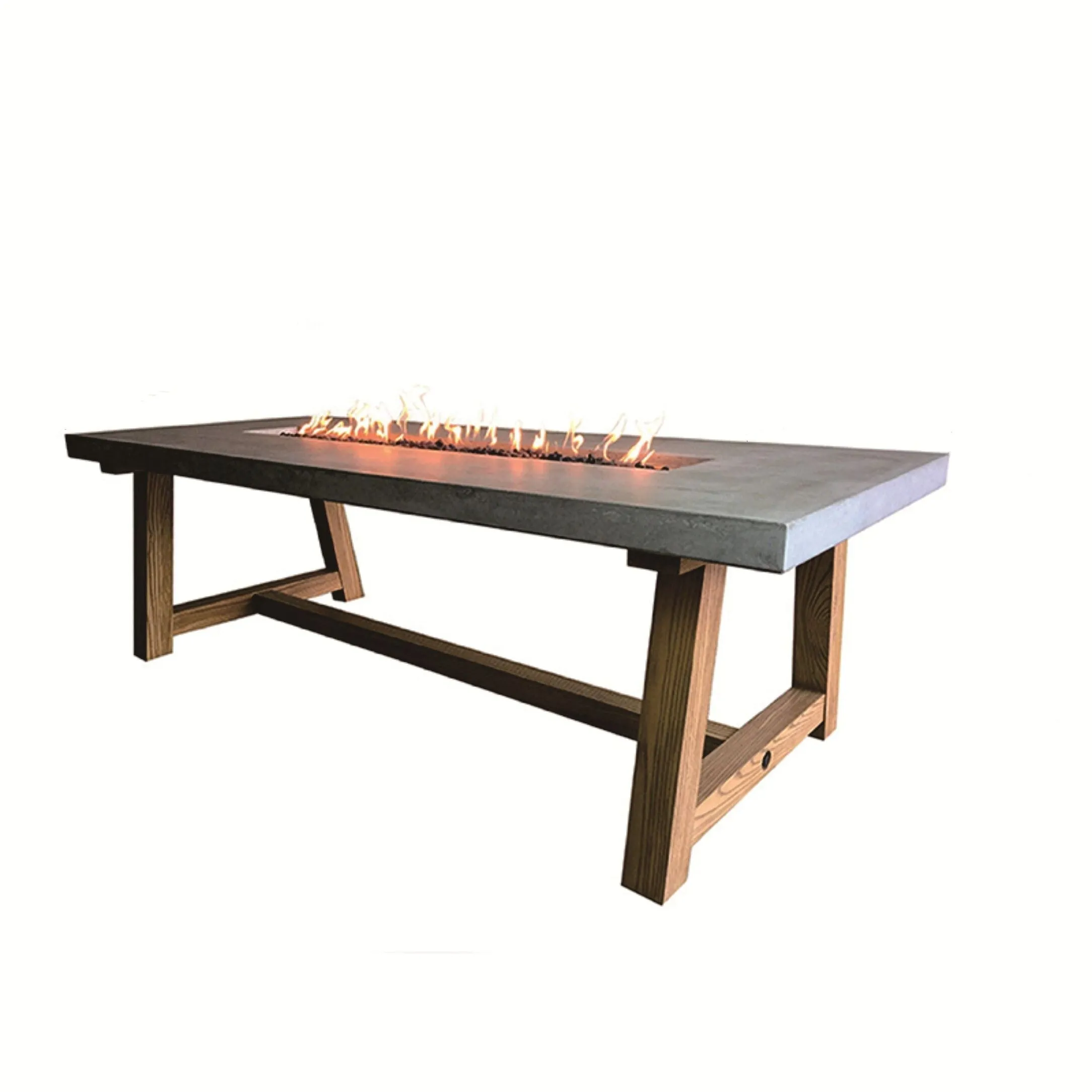 Elementi Sonoma 45.000 BTU Concrete Natural Gas Fire Dining Table with Natural Ashwood Base