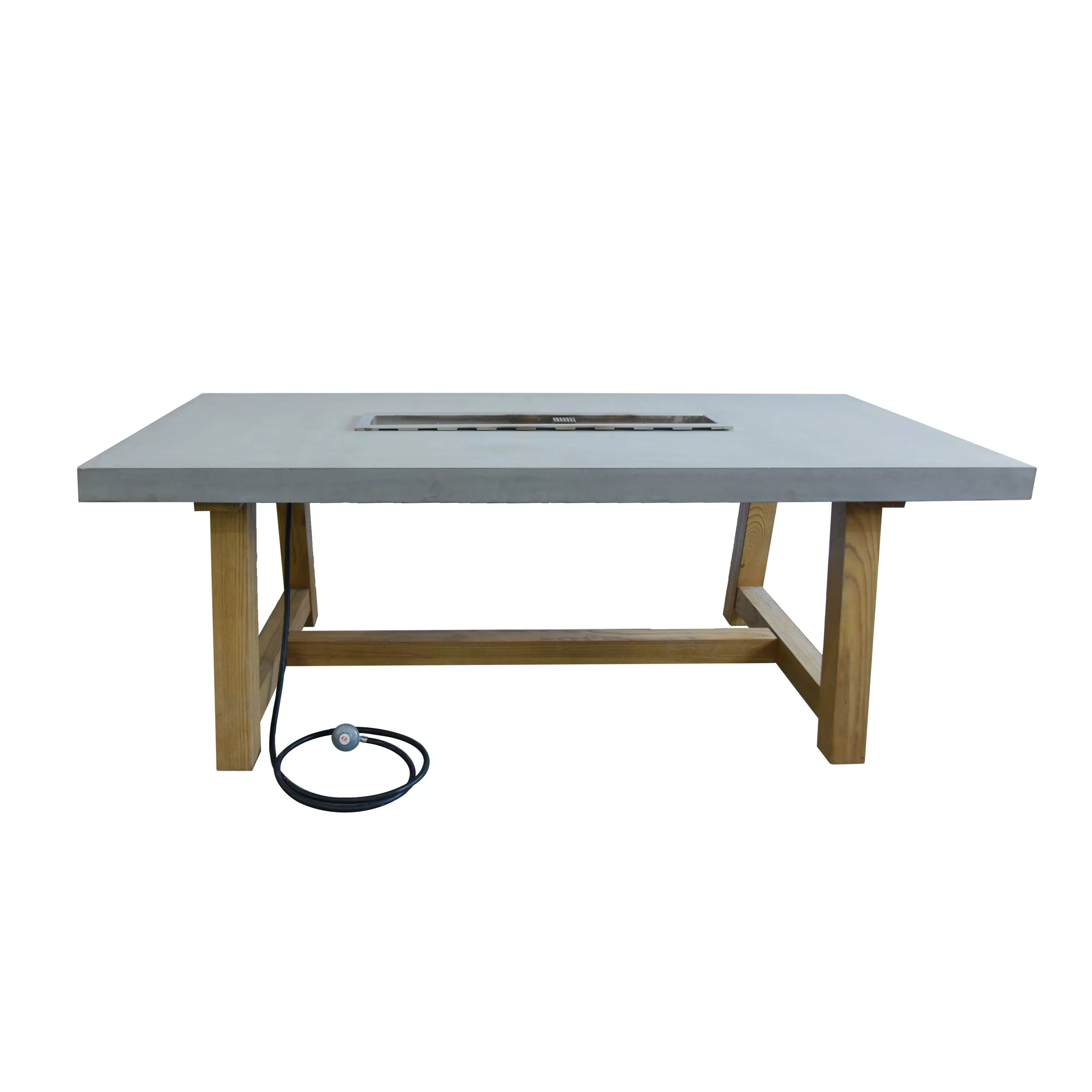 Elementi Sonoma 45.000 BTU Concrete Natural Gas Fire Dining Table with Natural Ashwood Base