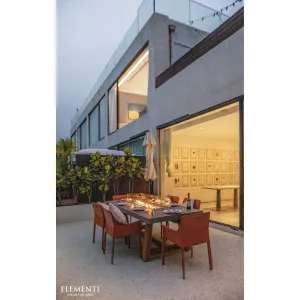 Elementi Sonoma 45.000 BTU Concrete Natural Gas Fire Dining Table with Natural Ashwood Base