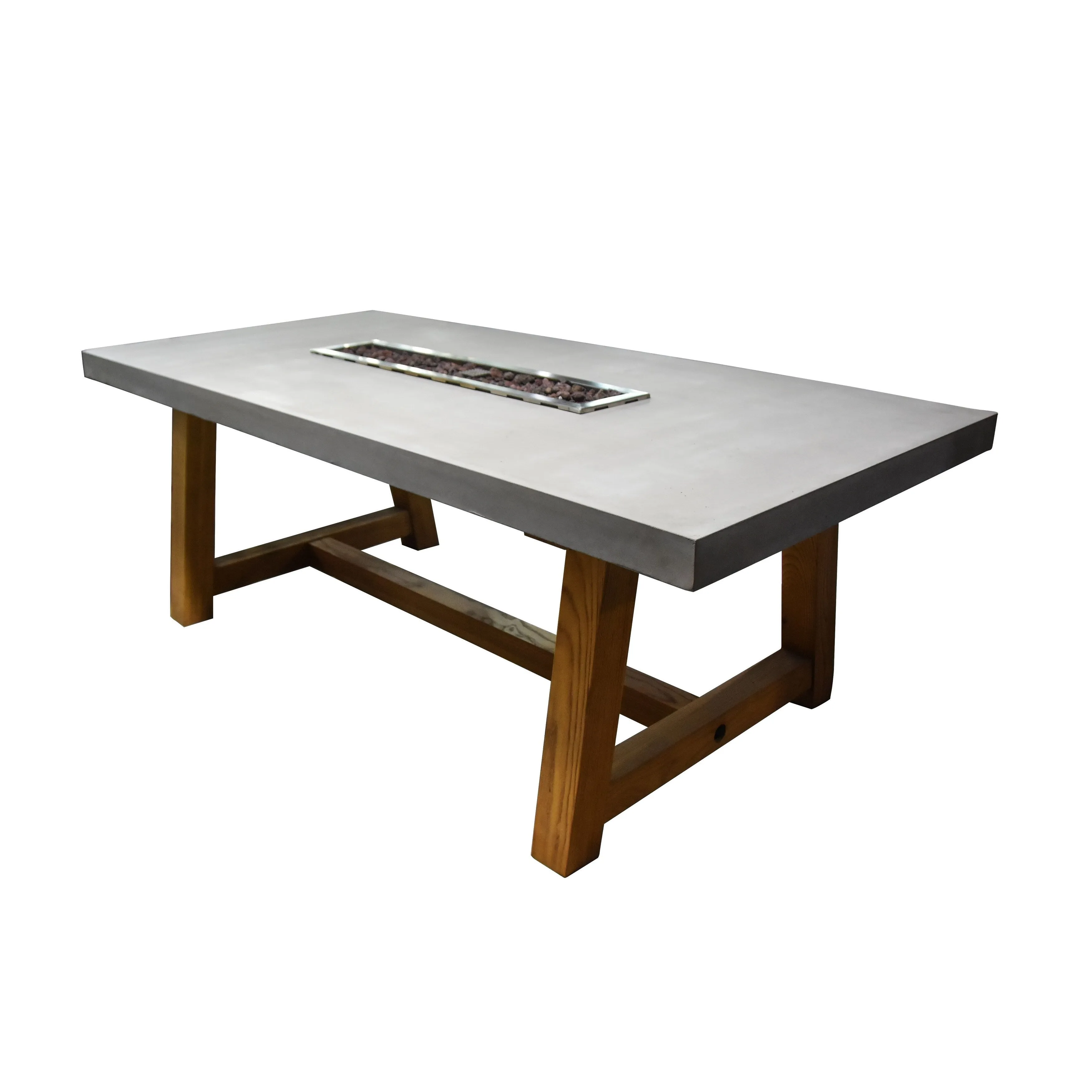 Elementi Sonoma 45.000 BTU Concrete Natural Gas Fire Dining Table with Natural Ashwood Base