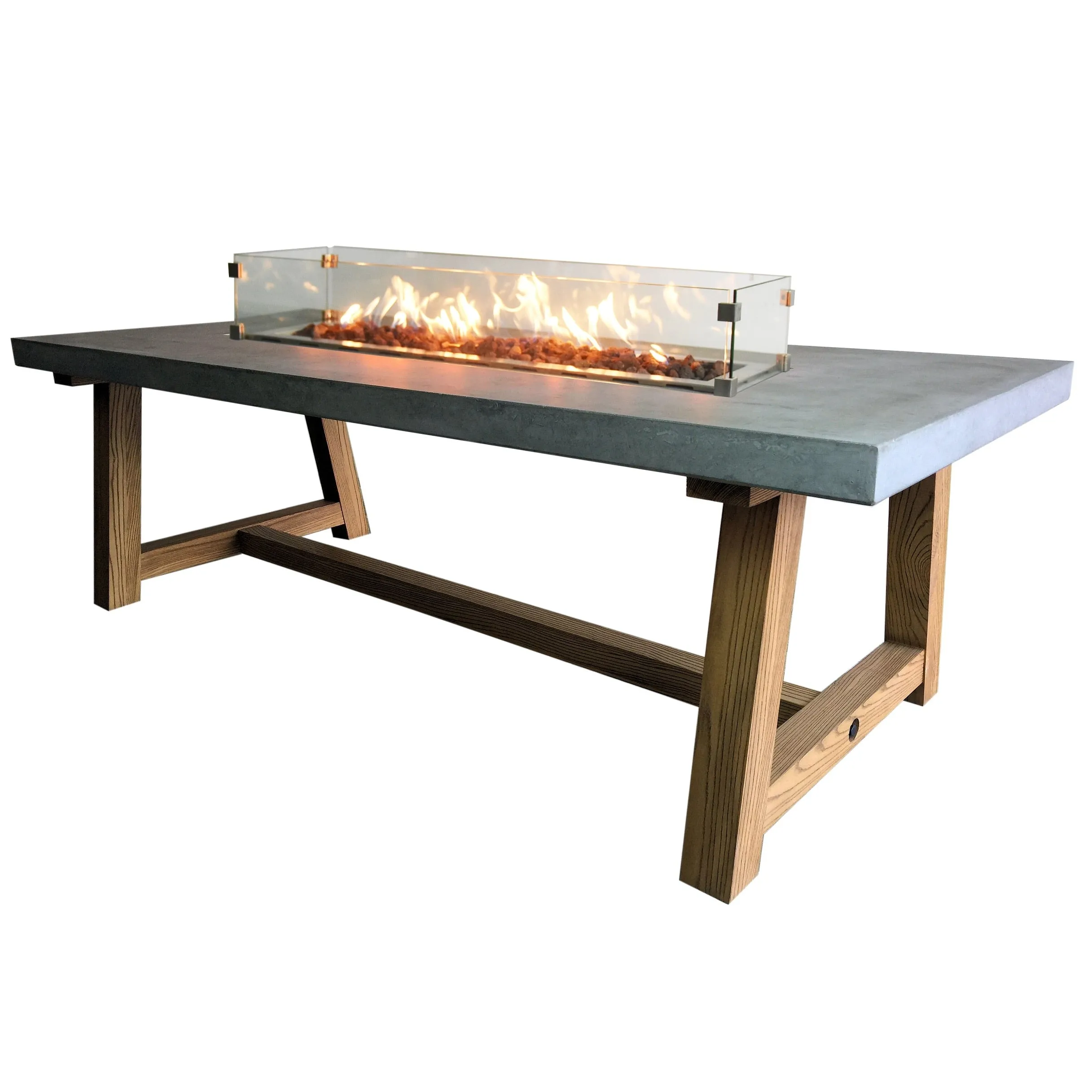 Elementi Sonoma 45.000 BTU Concrete Propane Fire Dining Table with Natural Ashwood Base