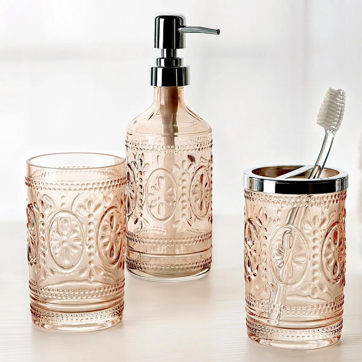 Floral Hedge Toothbrush Holder - Blush Pink