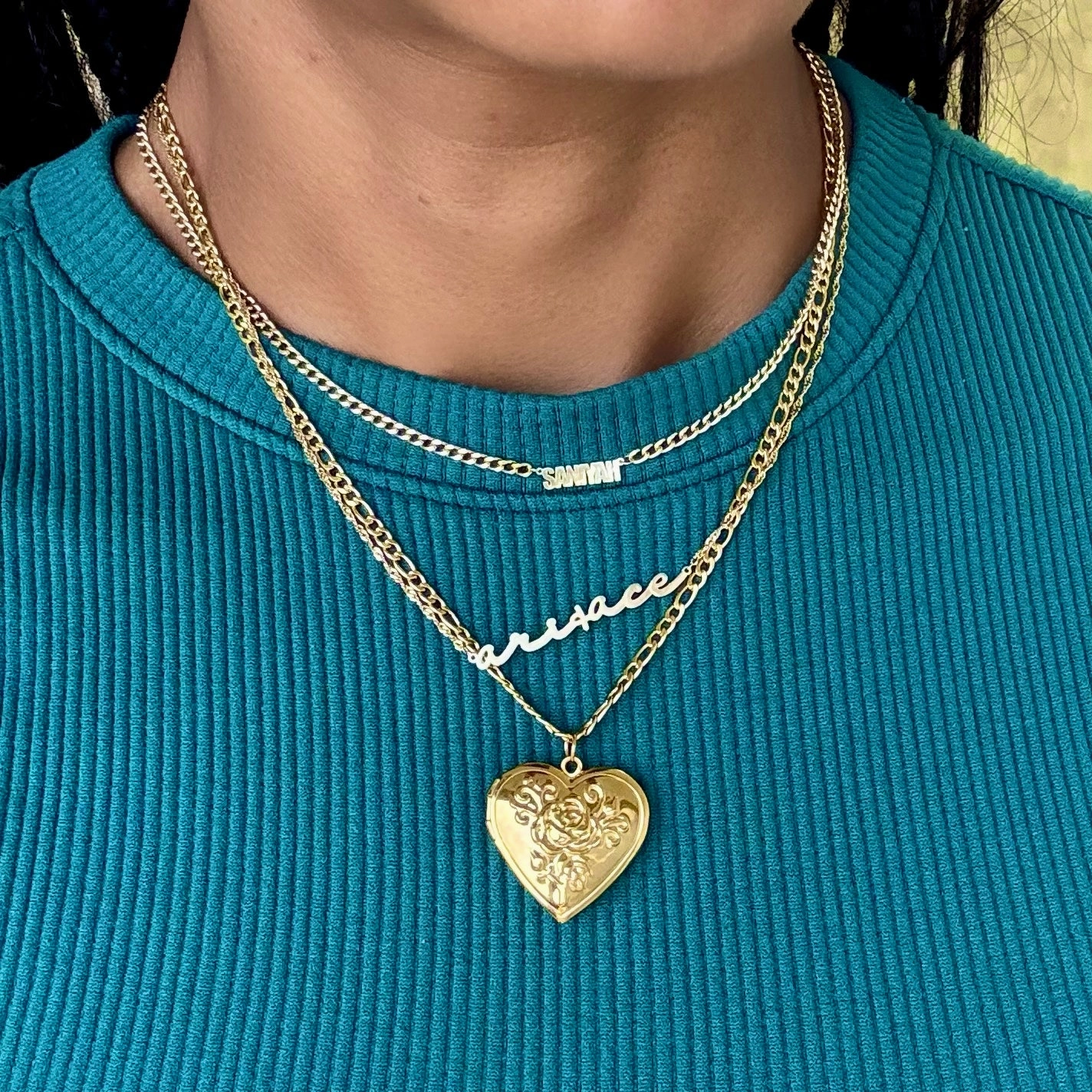 Floral Heart Picture Locket Necklace