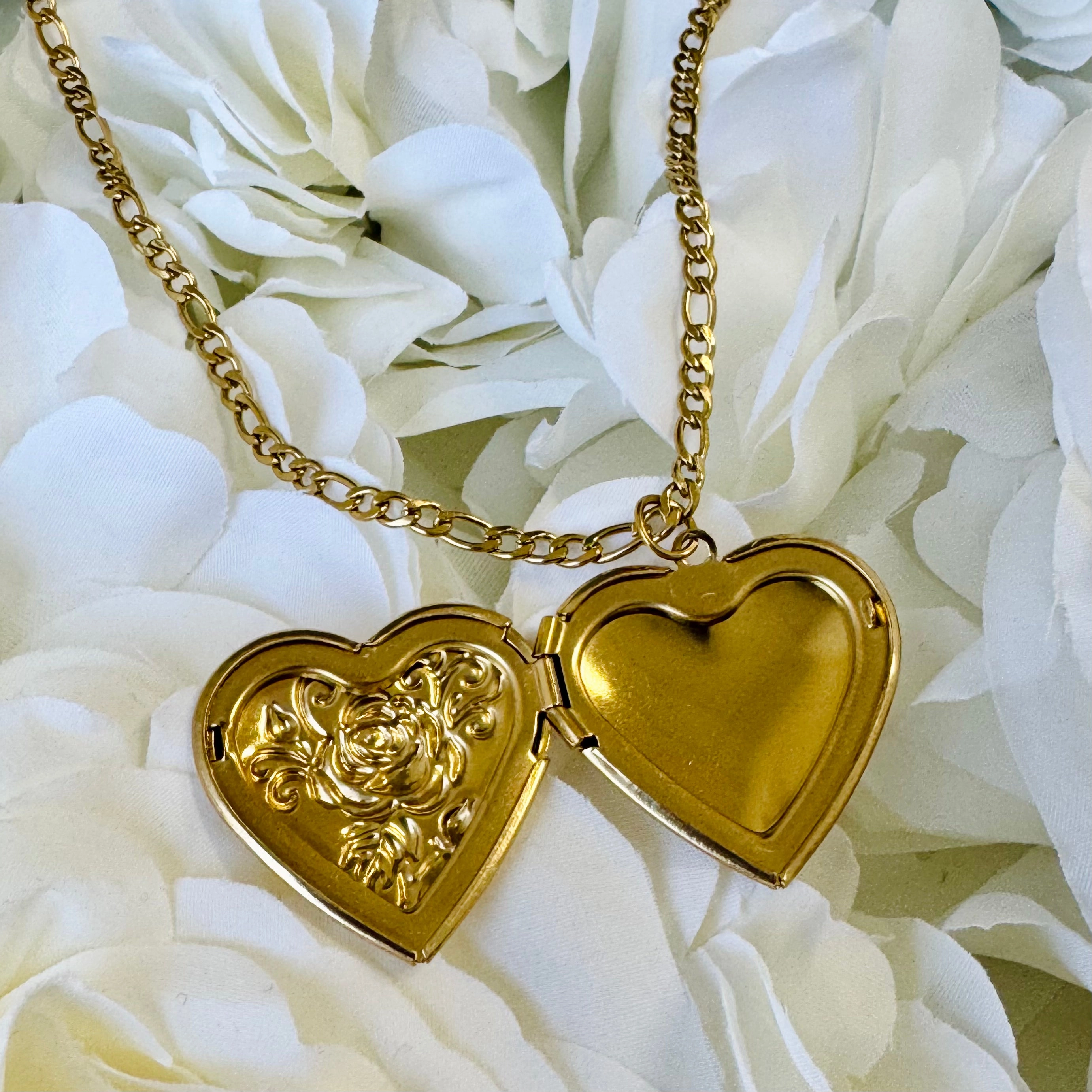 Floral Heart Picture Locket Necklace