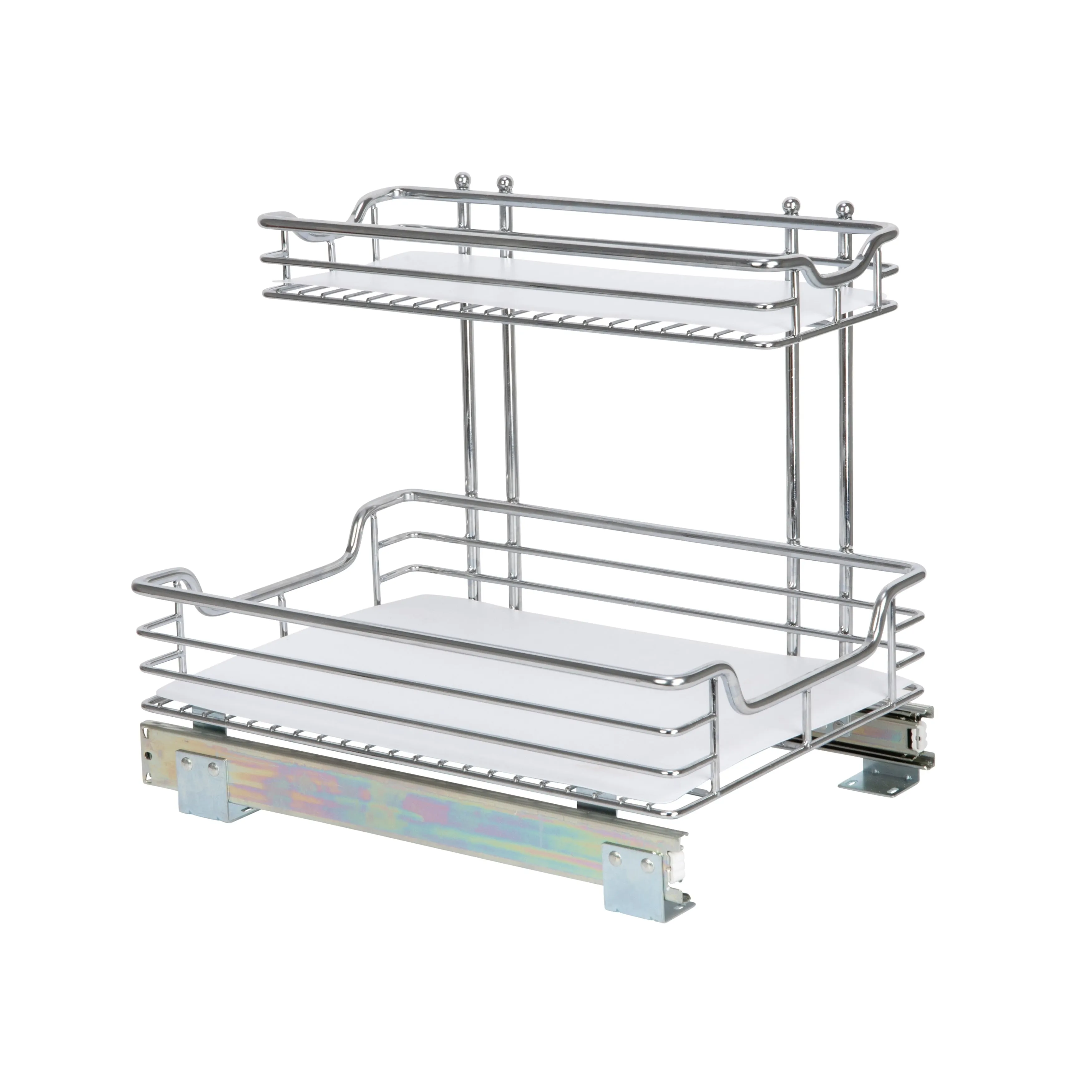 Household Essentials 2-Tier Steel Pull-Out/Slide-Out Storage Organizer with Plastic Liners