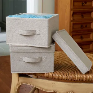 Household Essentials Canvas Storage Bins with Removable Lids (Set of 2)