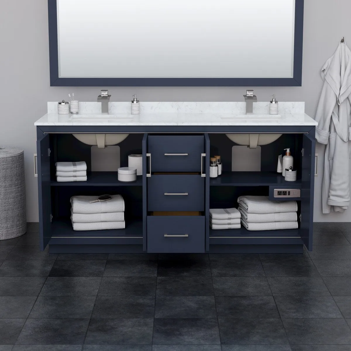 Icon 72-inch Double Vanity. Quartz Top