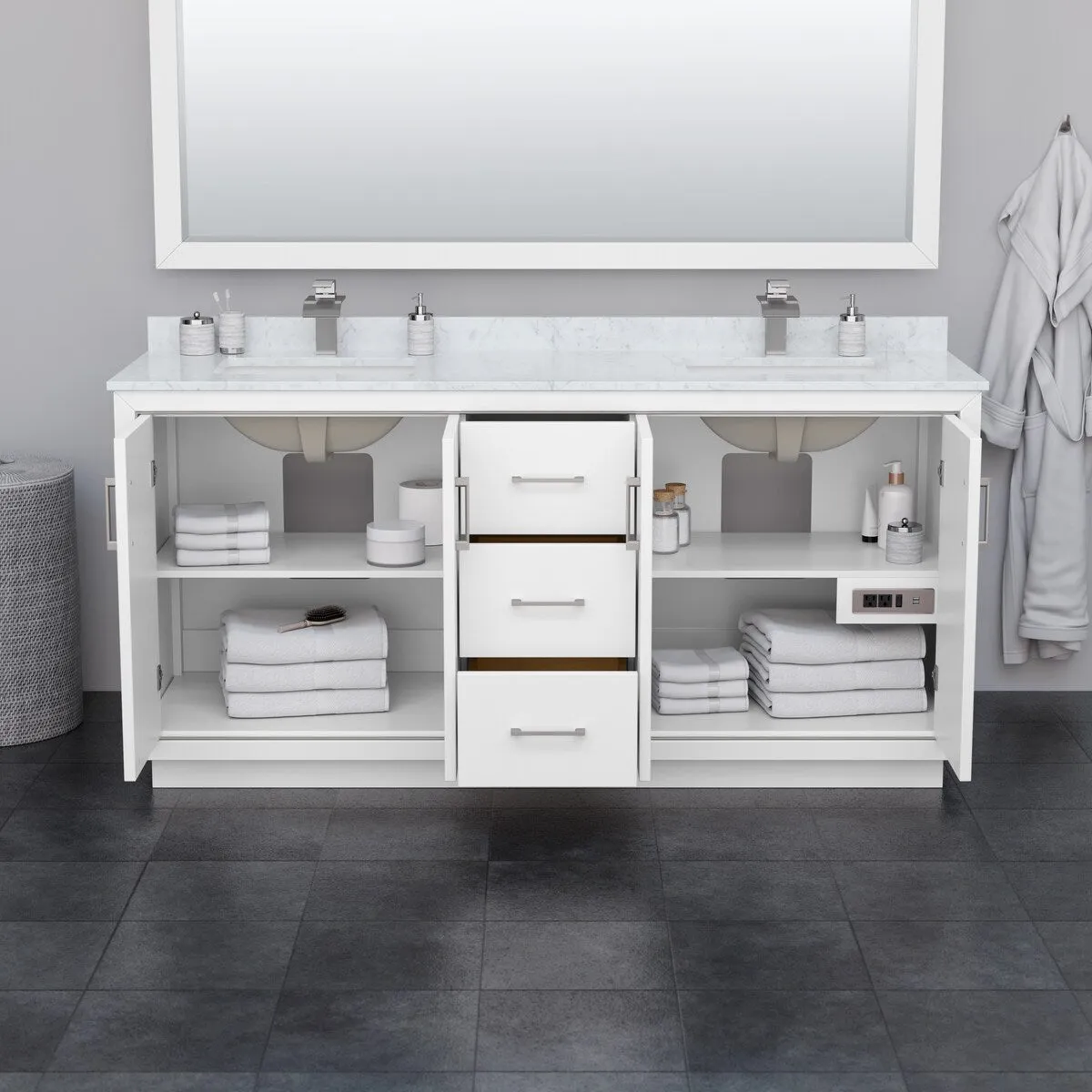 Icon 72-inch Double Vanity. Quartz Top