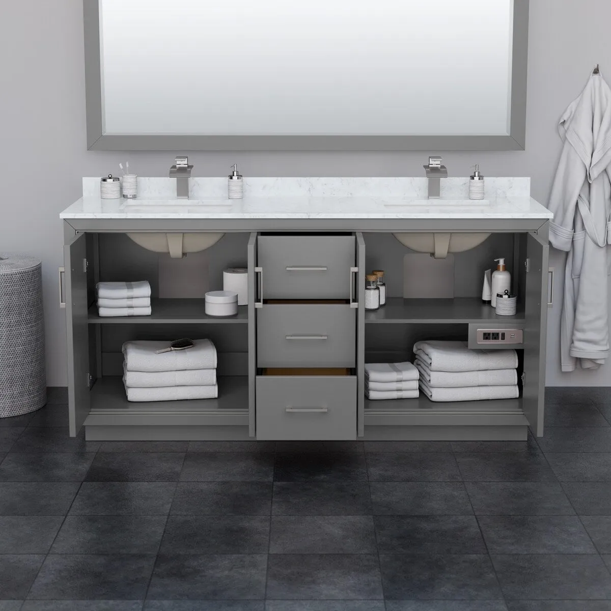 Icon 72-inch Double Vanity. Quartz Top