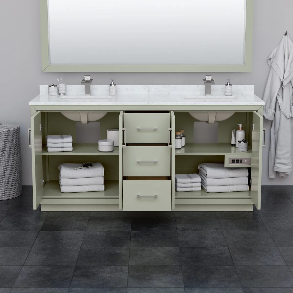 Icon 72-inch Double Vanity. Quartz Top