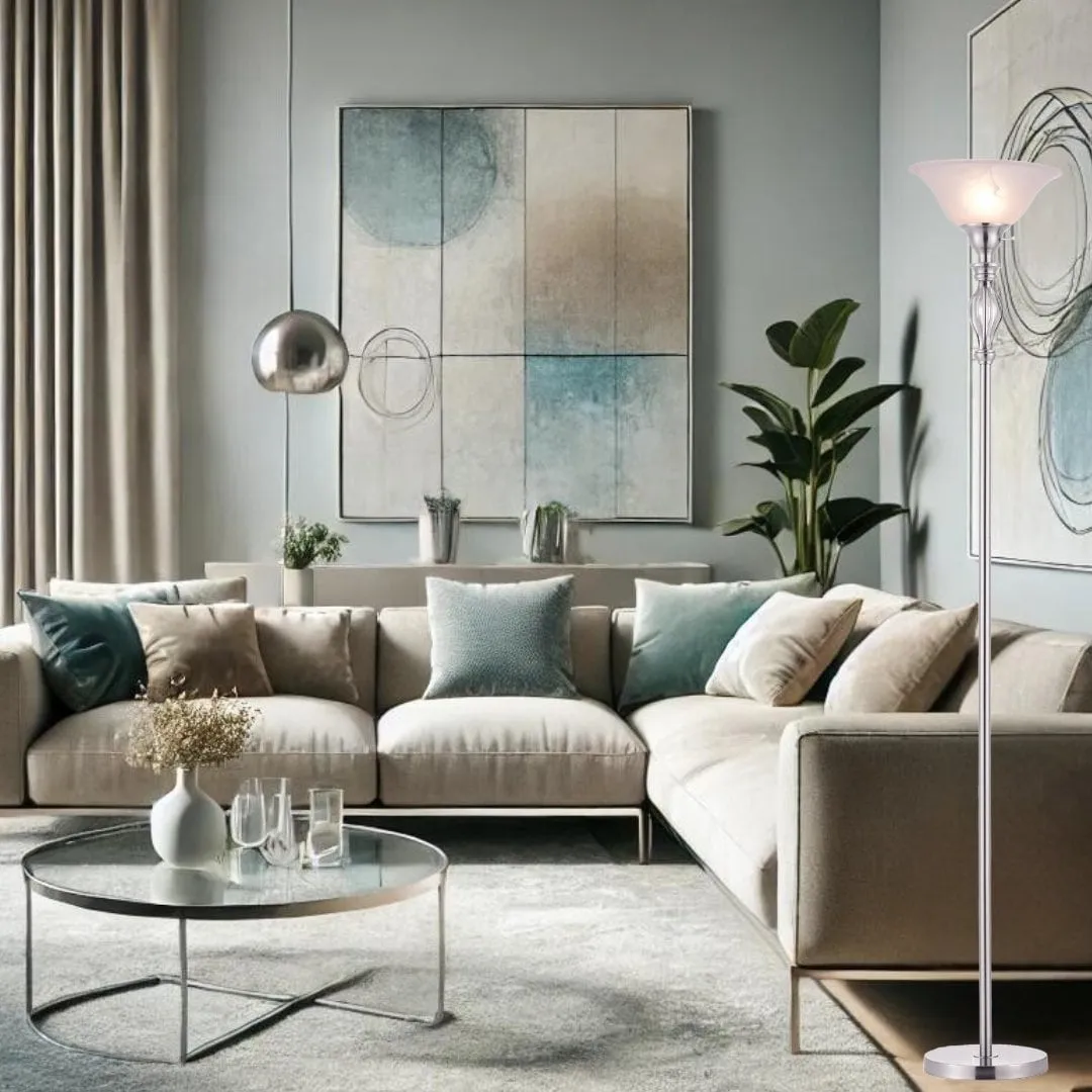 Iron Scroll Floor Lamp with Alabaster Glass Bowl Shade for Living Room Decor - Tall Floor Lamp - Traditional Iron Scroll
