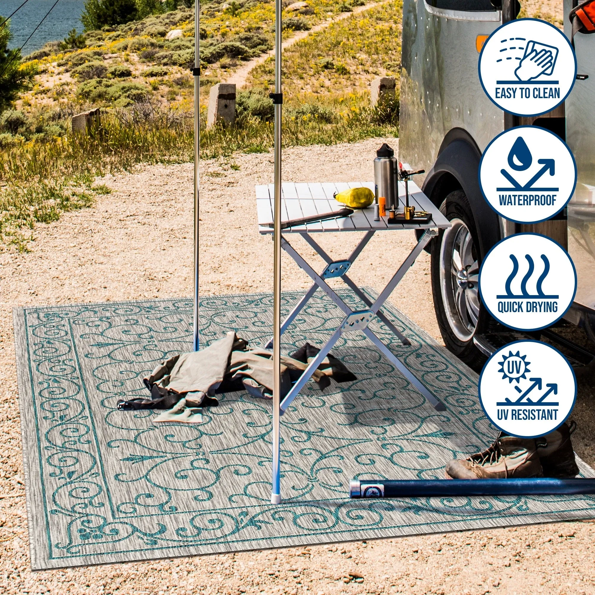 JONATHAN Y Filigree Textured Weave Indoor/Outdoor Area Rug